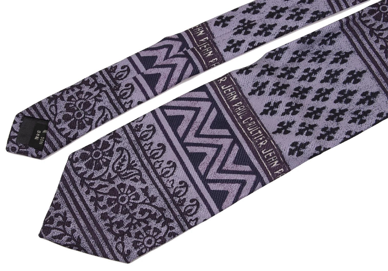 Jean Paul Gaultier Logo Plate Decorative All-Over Pattern Tie in Purple Size ONE SIZE - 3 Thumbnail