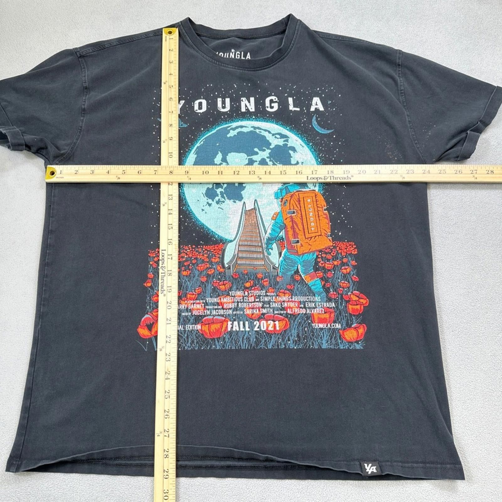 YoungLA YOUNGLA Shirt Black XL 2021 Mens Astronaut Moon Field Floral Size US XL / EU 56 / 4 - 3 Thumbnail