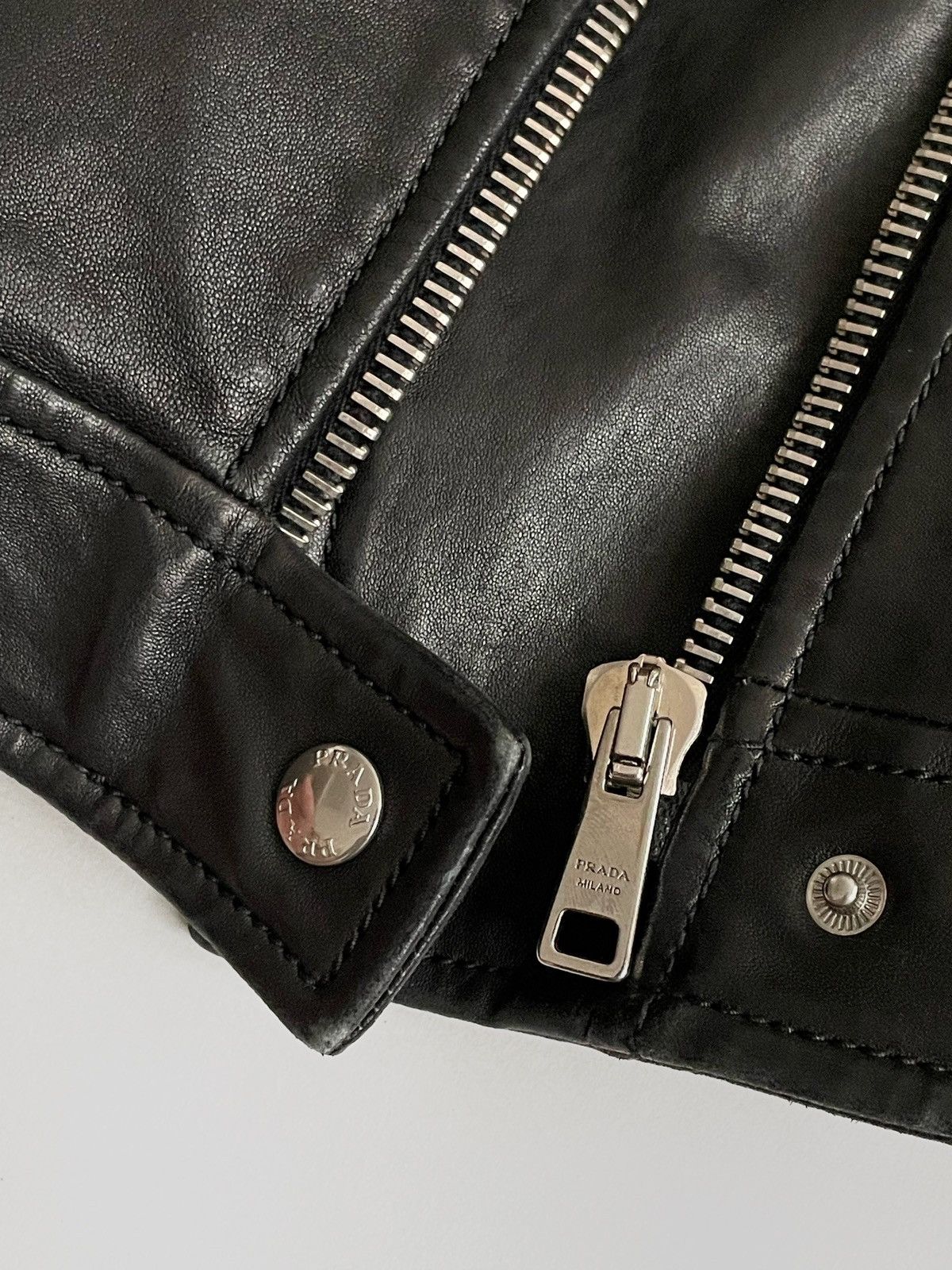 Prada Prada Biker leather zip jacket Size L / US 10 / IT 46 - 8 Thumbnail