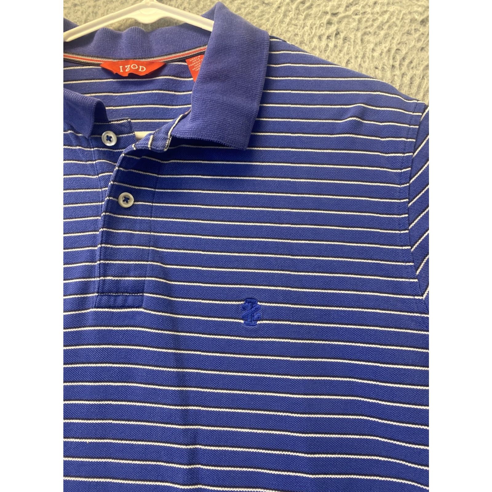 Izod IZOD Polo Shirt Mens Large Blue Stripe Short Sleeve/105-27 Size US L / EU 52-54 / 3 - 2 Thumbnail