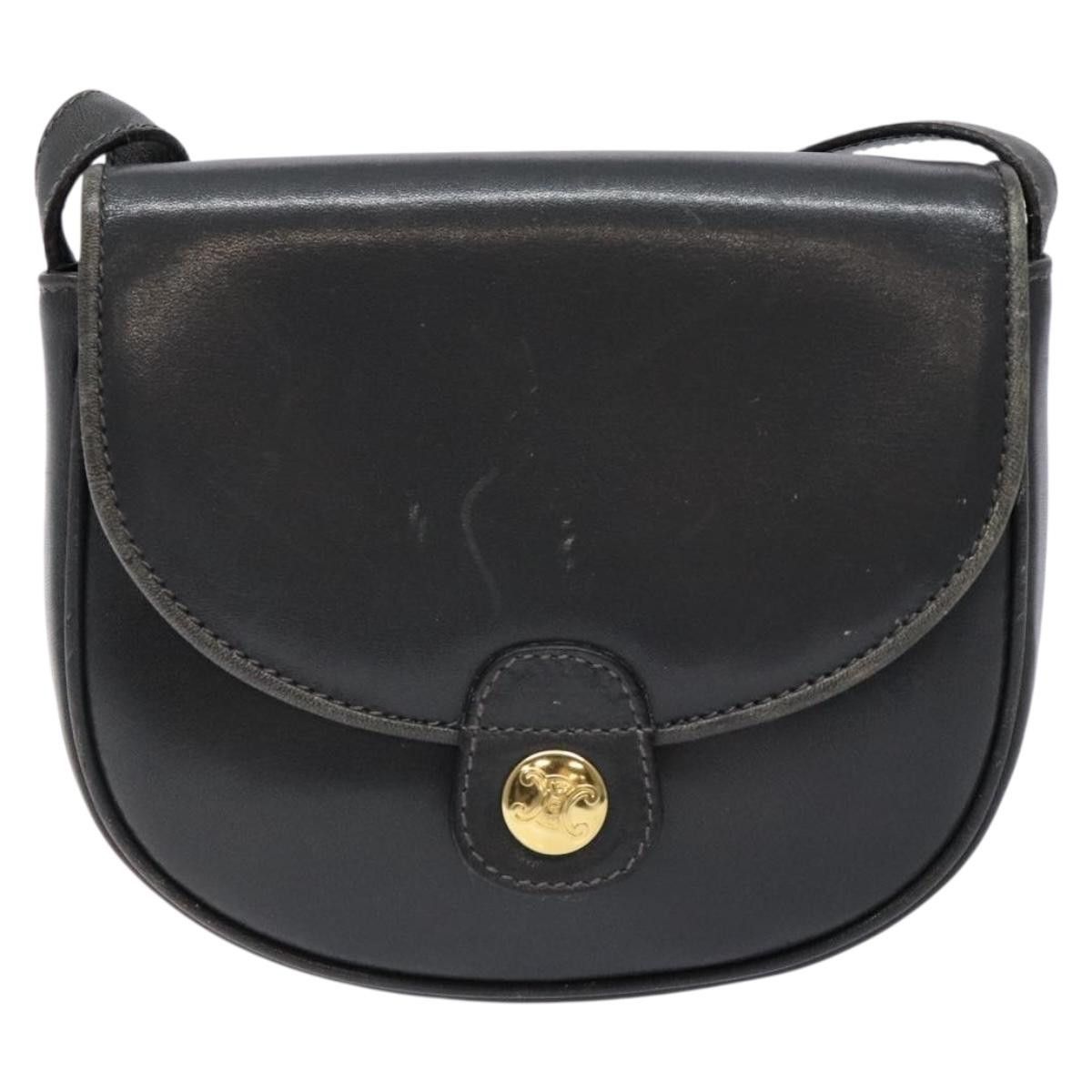 Celine CELINE Shoulder Bag Leather Gray Gold Size ONE SIZE - 2 Thumbnail