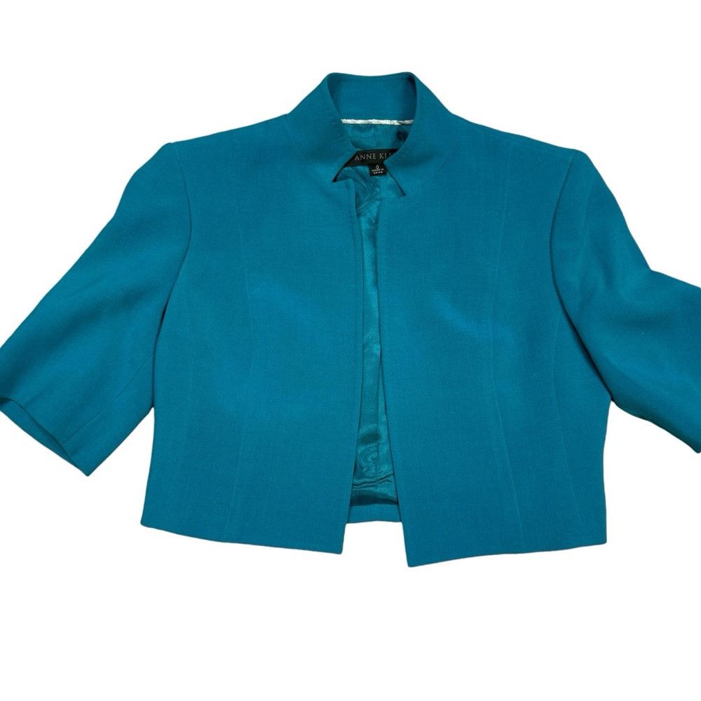 Anne Klein NWT New Anne Klein Short Sleeve Crop Open Front Turquoise J Size XS / US 0-2 / IT 36-38 - 6 Thumbnail