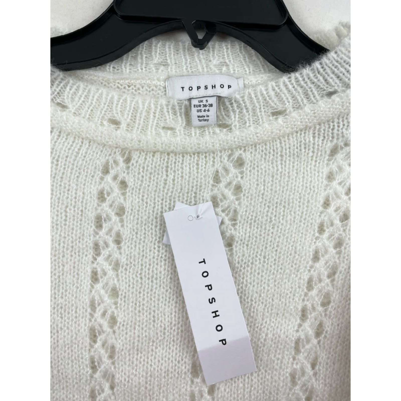 Topshop Topshop Sweater Women’s Size 4-6 Cream Crew Neck Pullover Open Knit NWT Cropped Size S / US 4 / IT 40 - 6 Thumbnail