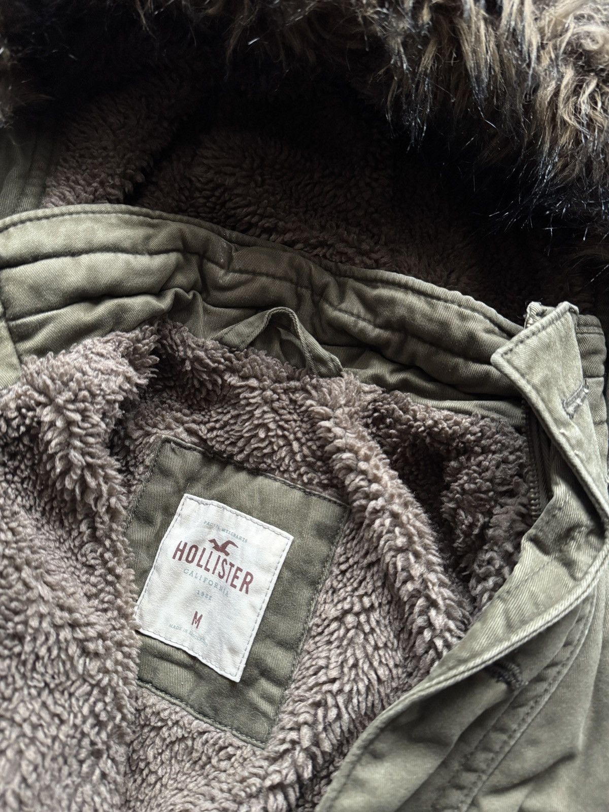 Hollister Y2K faded fur parka jacket LGB Goa styled