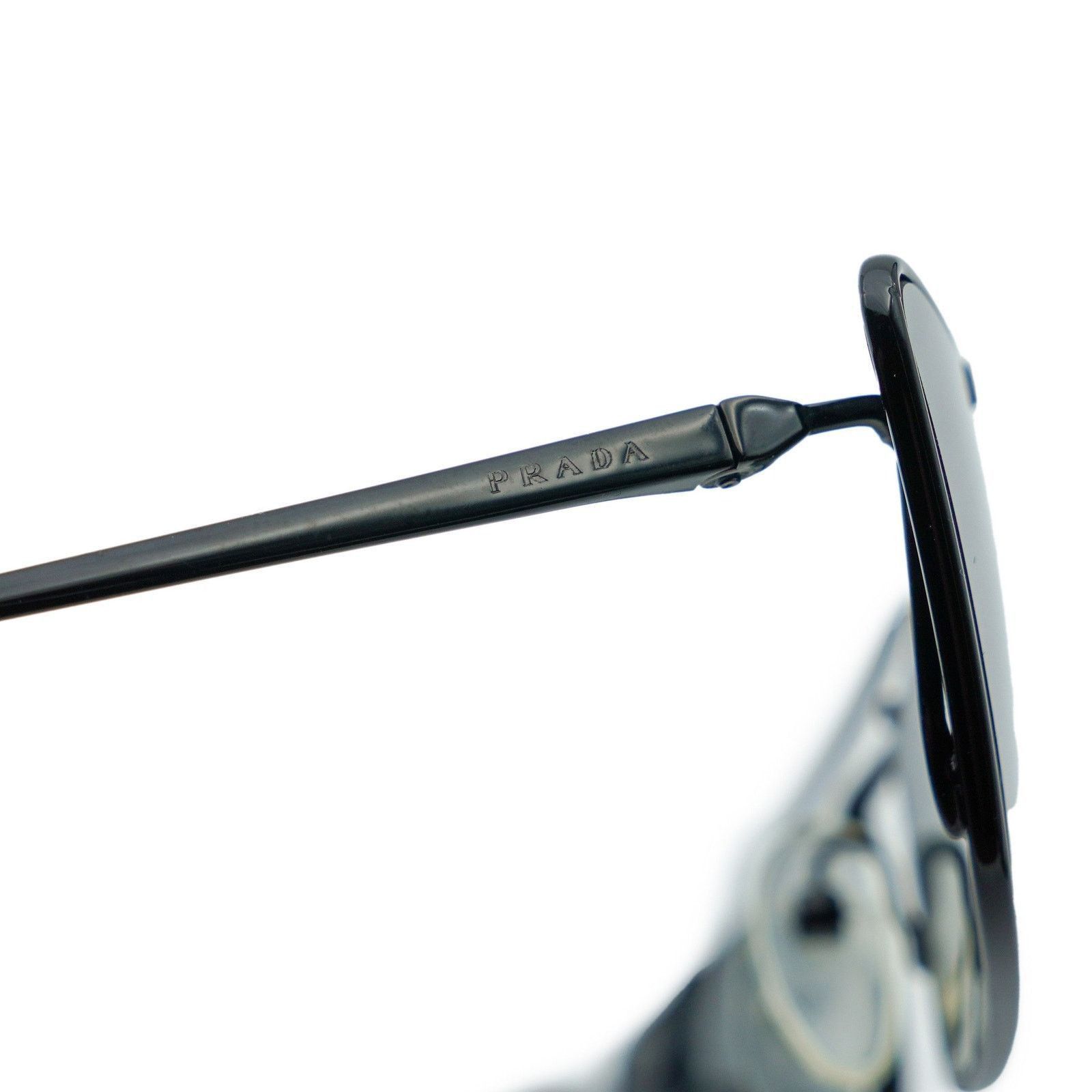 Prada Prada SPR 64U Cat Eye Rectangular Metal Black Sunglasses Size ONE SIZE - 7 Thumbnail