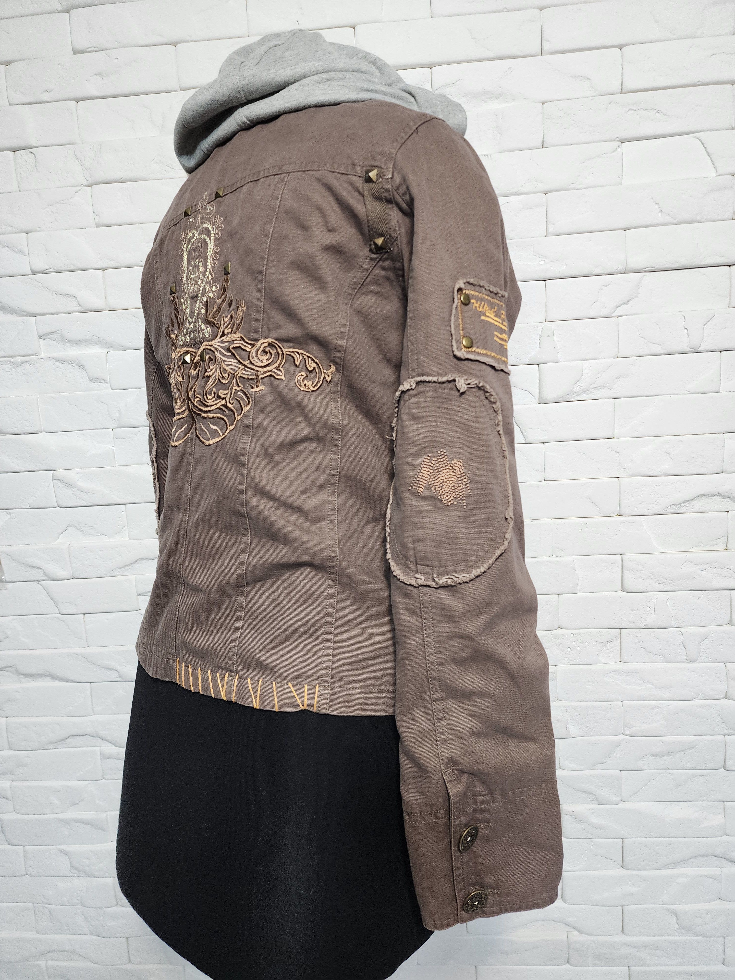 Other Brown Denim Jacket: Women's Cotton Hooded Coat Size L / US 10 / IT 46 - 4 Thumbnail