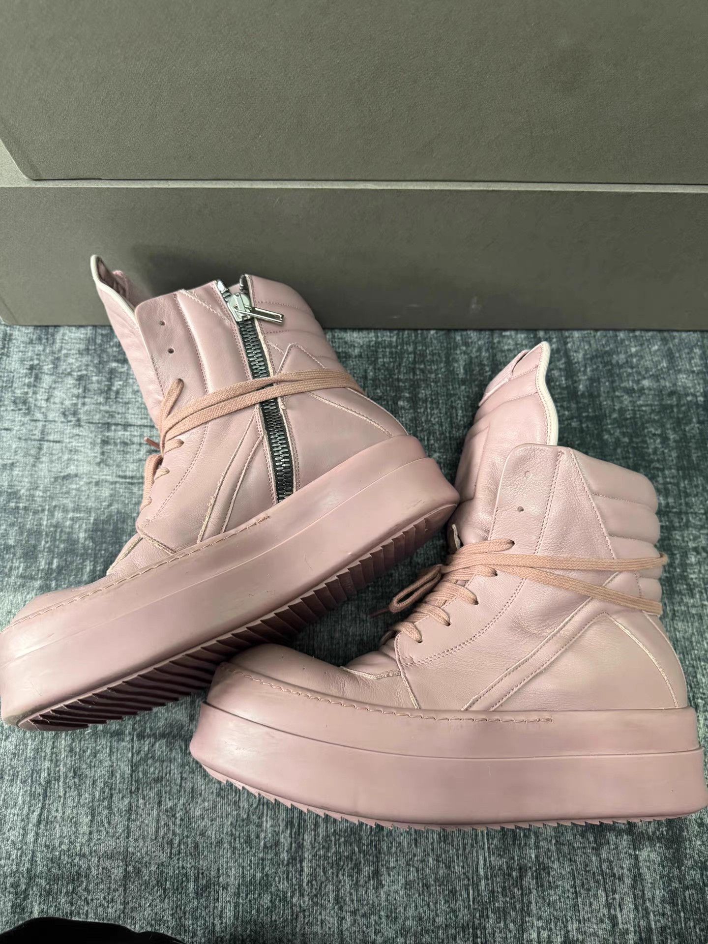 Rick Owens Mainline Thick Sole Triangle Sneakers Dusty Pink