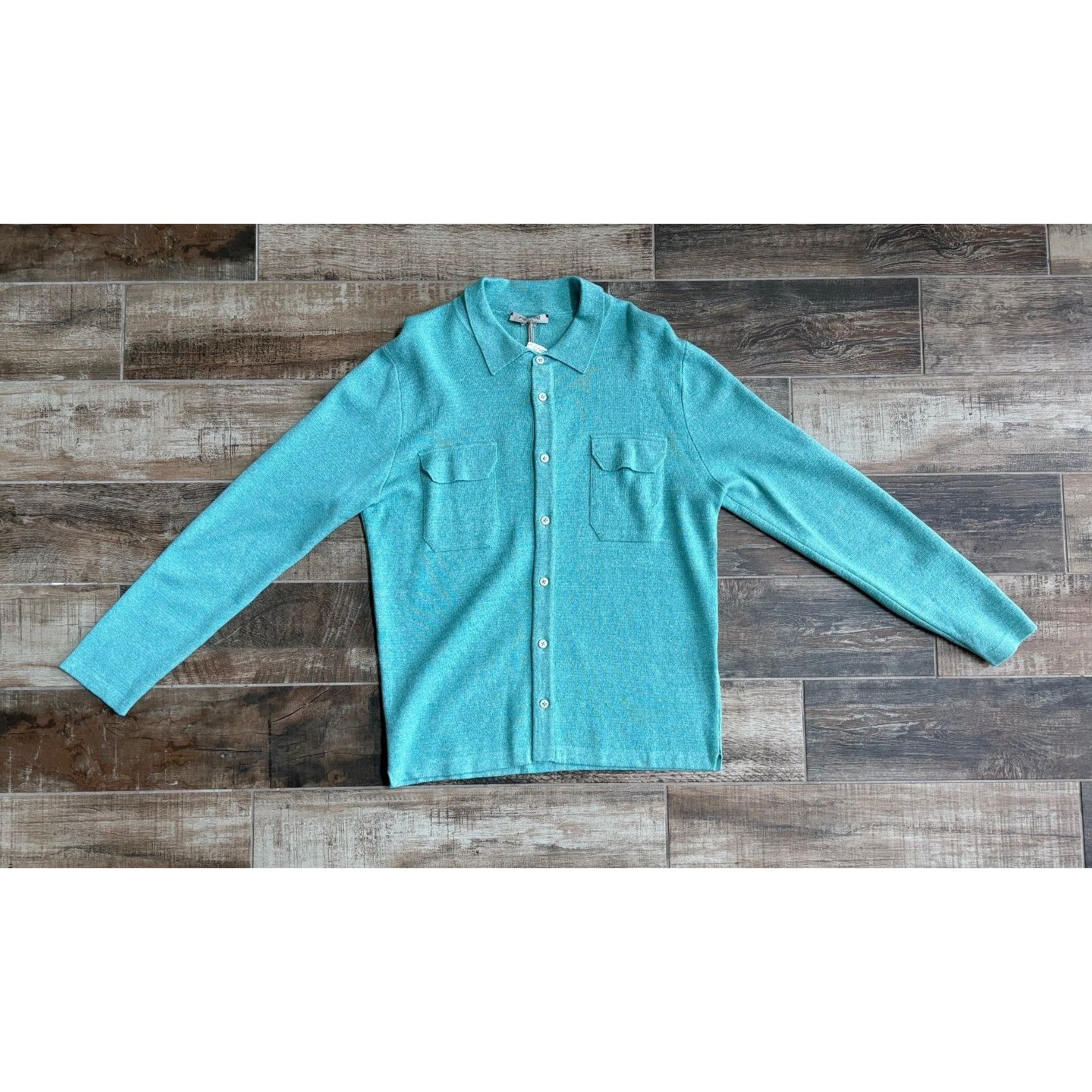 Other $1895 NWT Fioroni Cashmere Shirt Jacket Teal Overshirt 50(M) Size US M / EU 48-50 / 2 - 1 Thumbnail