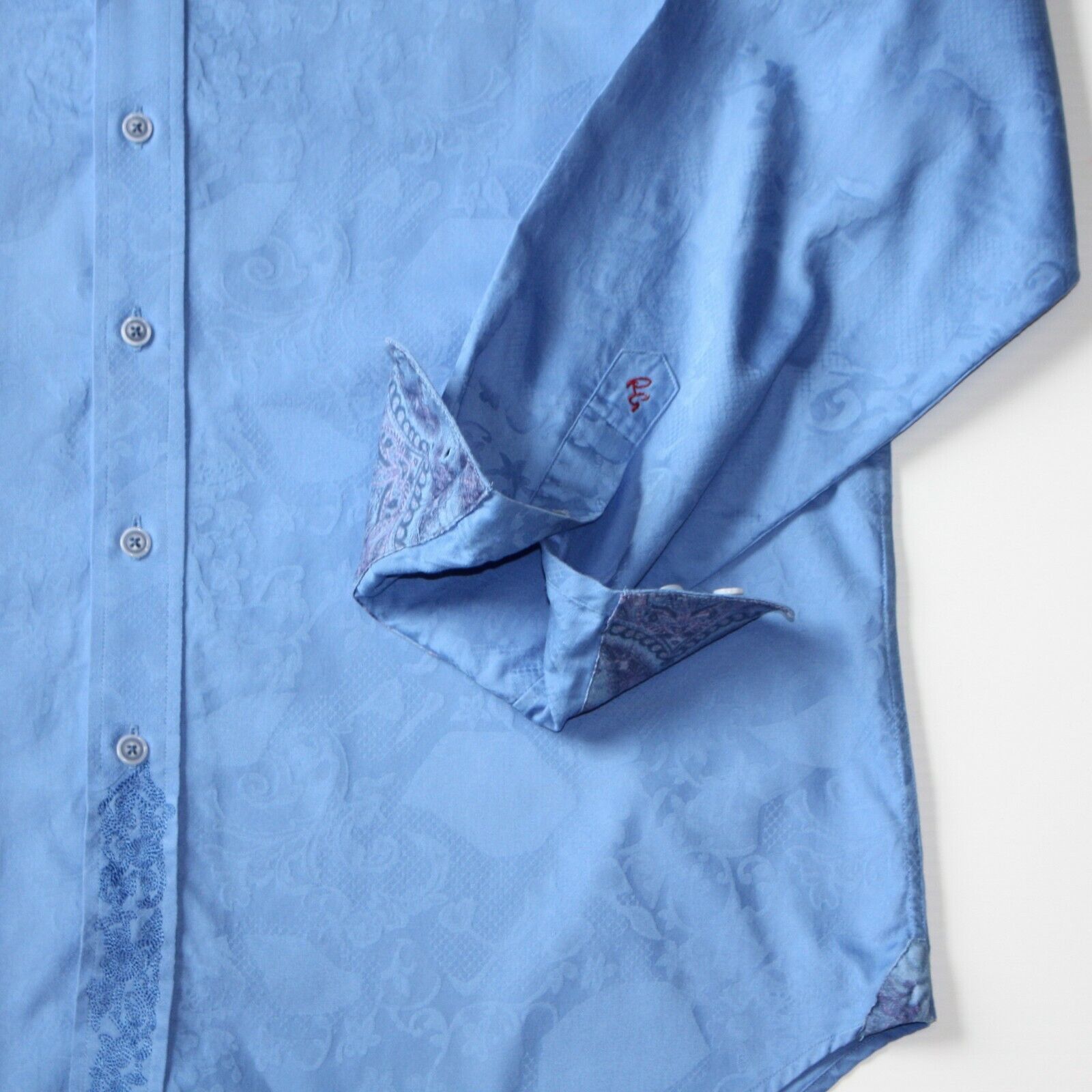 Robert Graham Royal Blue Paisley Print Shirt size L MSRP $198 Size US L / EU 52-54 / 3 - 3 Thumbnail