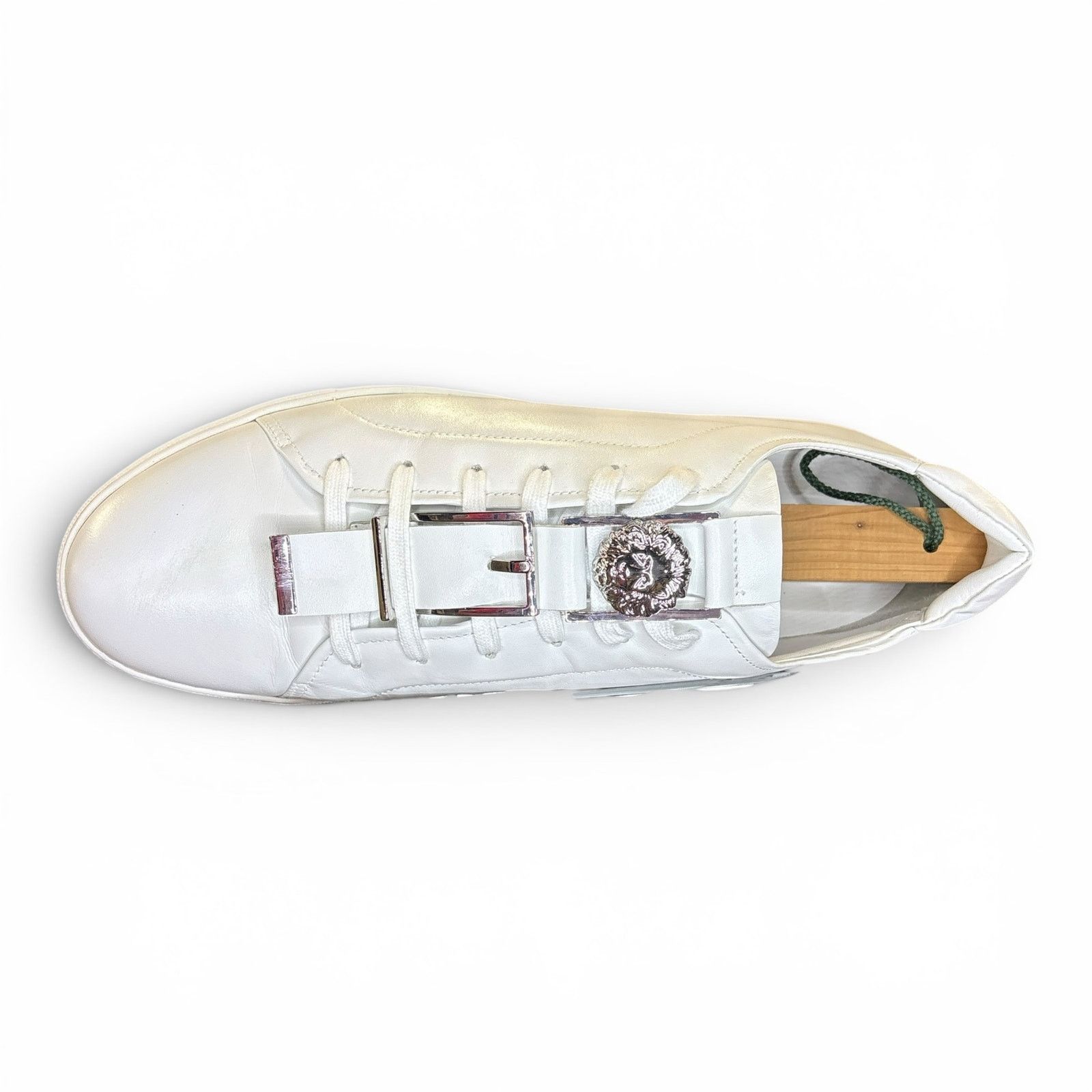 Versace Versace White Versus Sneaker Silver Buckle | Size 44(11) Size US 11 / EU 44 - 4 Thumbnail