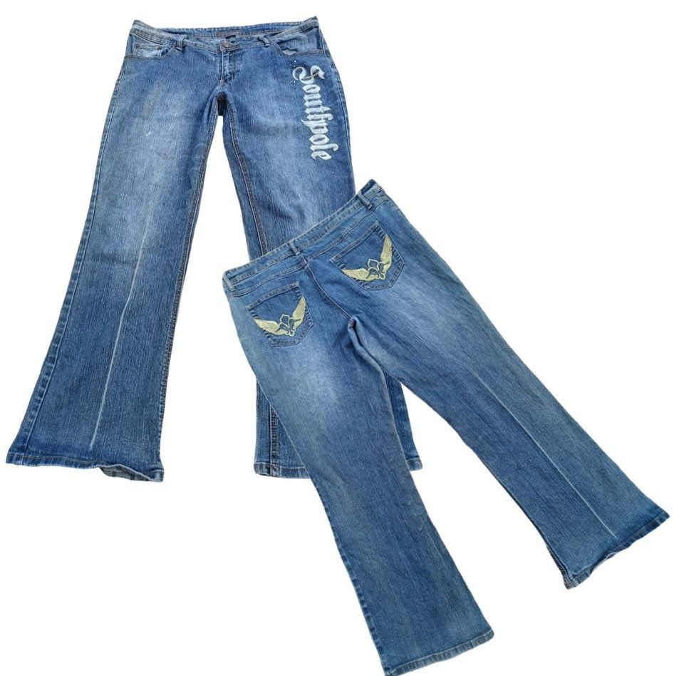 Image of Jnco x Southpole Vintage Flared Southpole Distressed Embroidery Denim, Men's (Size 38)