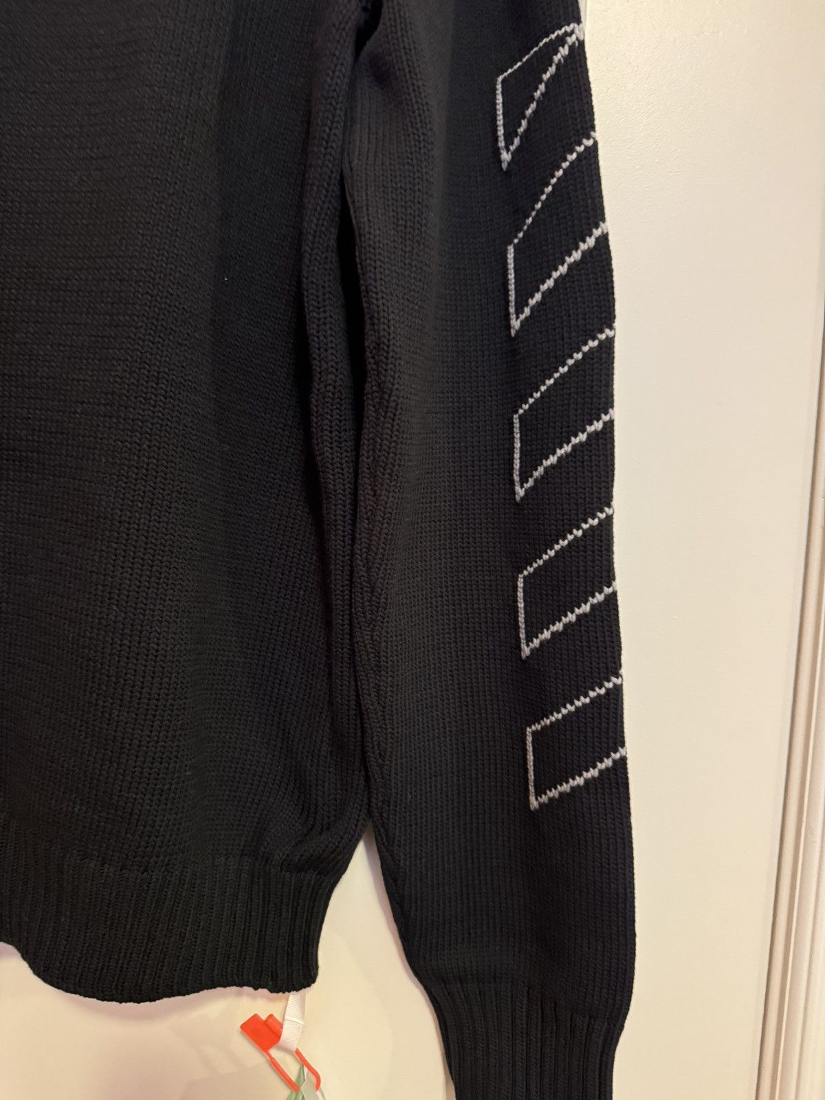 Off-White OFF-WHITE Men’s Diagonal Knit Zip Black Hoodie BMWT Size XL Size US XL / EU 56 / 4 - 4 Thumbnail