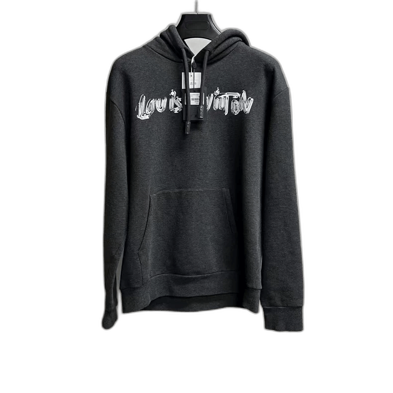 Louis Vuitton Gray Lettered Hooded Sweatshirt