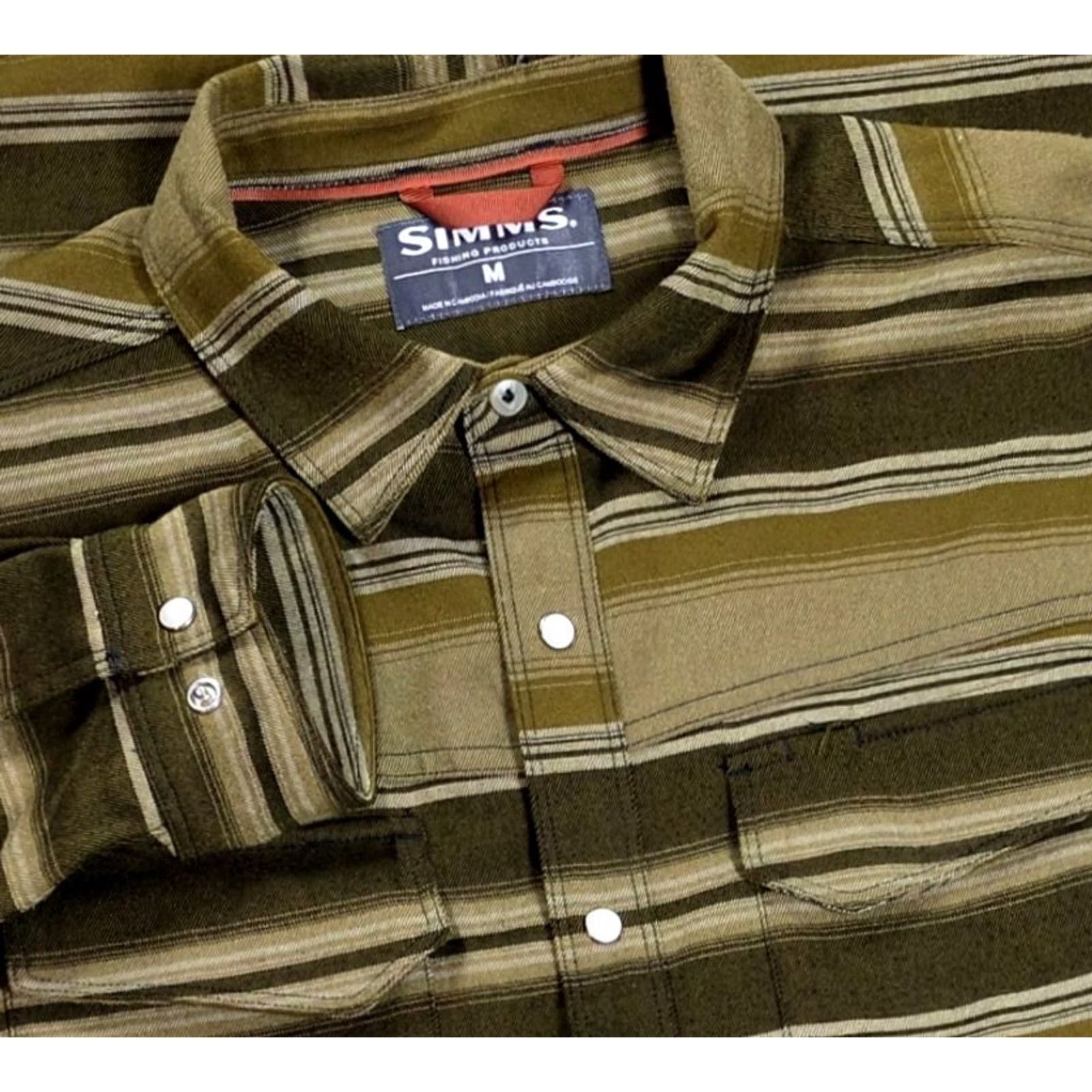 Vintage Simms Gallatin Flannel Shirt Mens M Brown Stripe Pearl Snap Western Fishing Soft Size US M / EU 48-50 / 2 - 2 Thumbnail