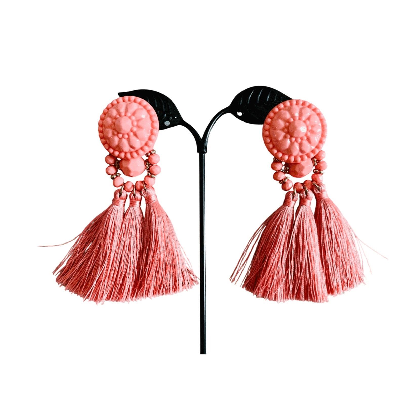 Other Bohemian Pink Triple Tassel Earrings Shabby Chic Jewelry NWT Size ONE SIZE - 3 Thumbnail