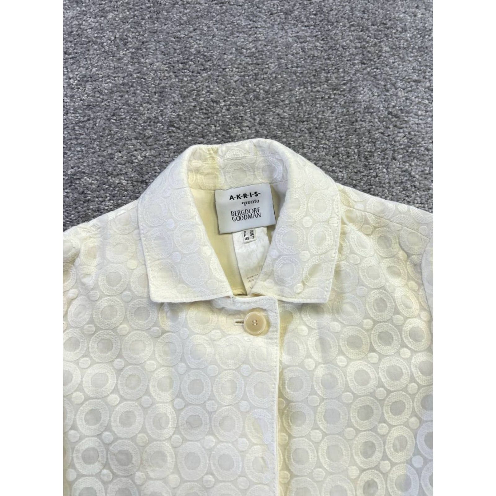 Akris Akris Jacket Womens 3 Ivory Cotton Size XS / US 0-2 / IT 36-38 - 2 Thumbnail