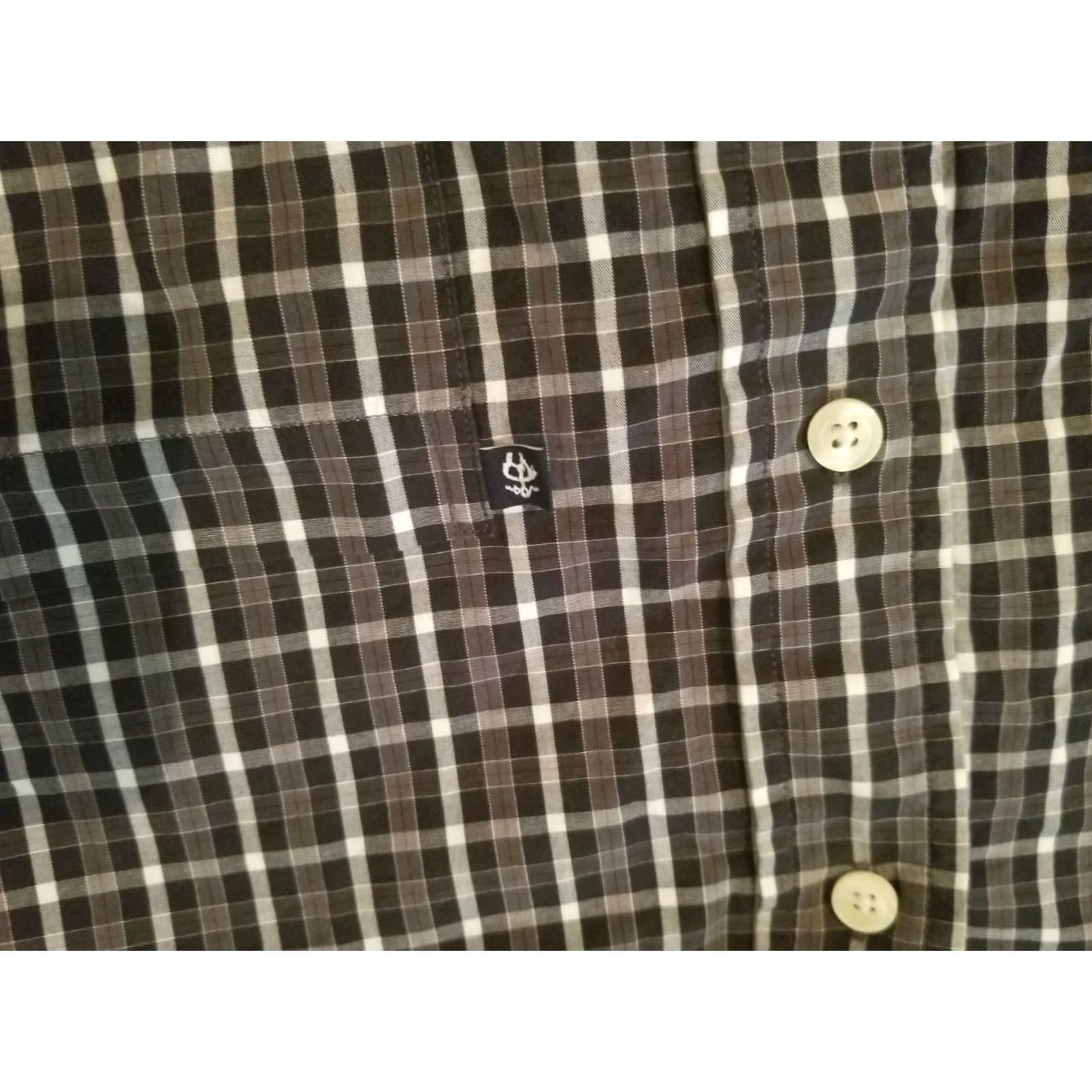 Brooks Brothers Mens Brooks Brothers Dress Shirt M Black Gray Button Cotton - Large Size 40R - 3 Thumbnail