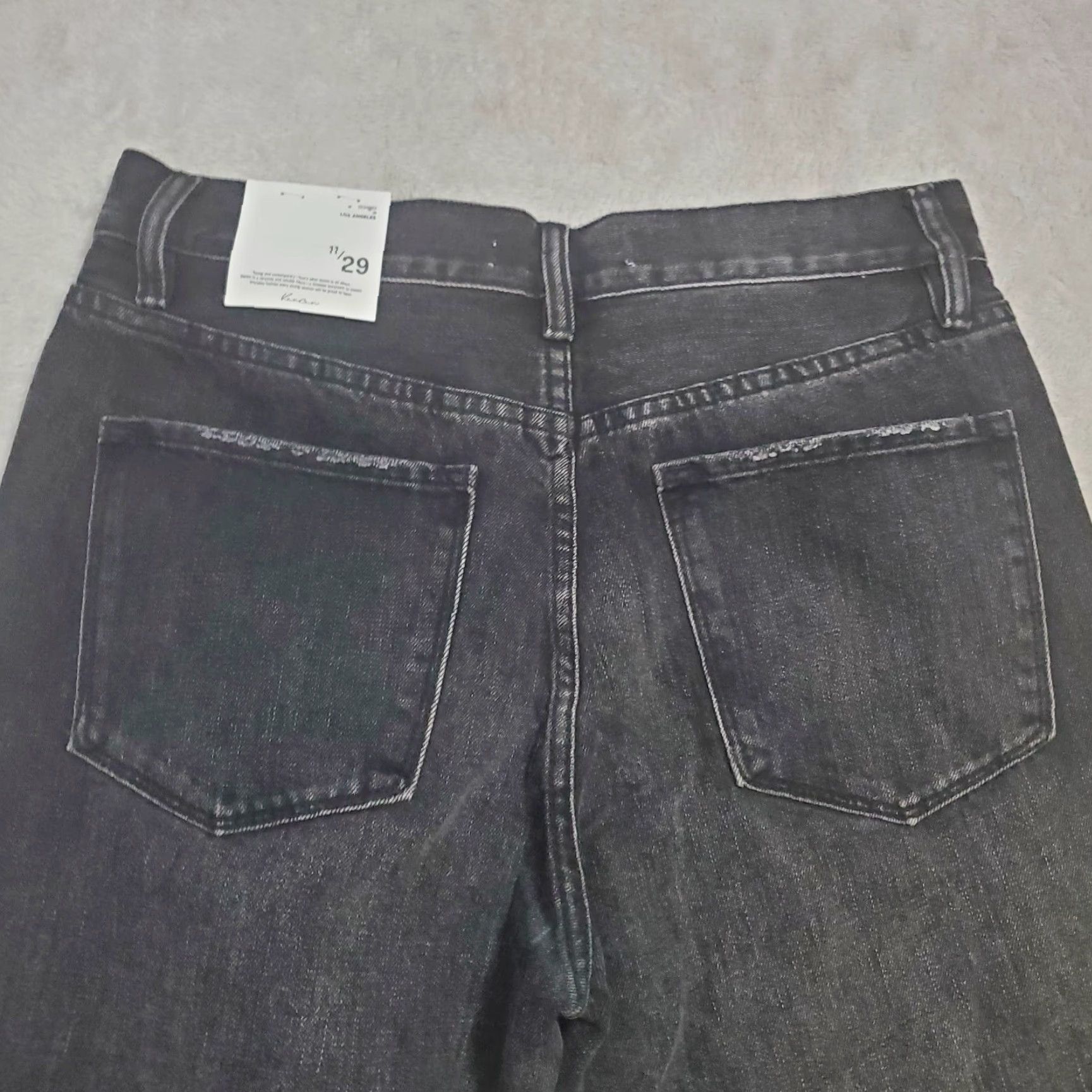 Vintage Kancan Jeans Women 11/29 Black High Rise Straight Leg Button Fly Distressed Jeans Size 29" - 6 Thumbnail