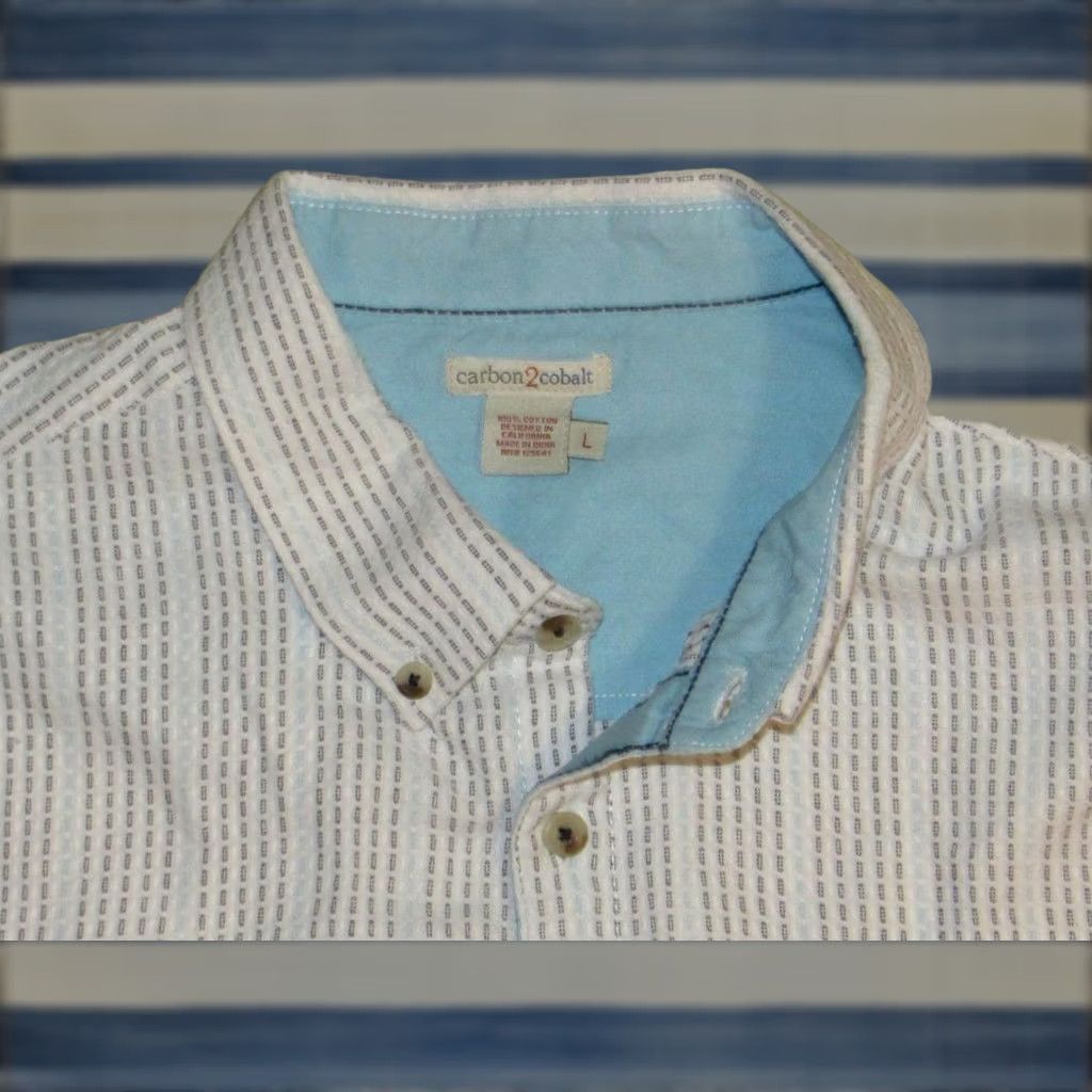 Carbon2Cobalt VINTAGE CARBON2COBALT White Long Sleeve Broken Stripe Button Down Shirt Large L Size US L / EU 52-54 / 3 - 1 Thumbnail