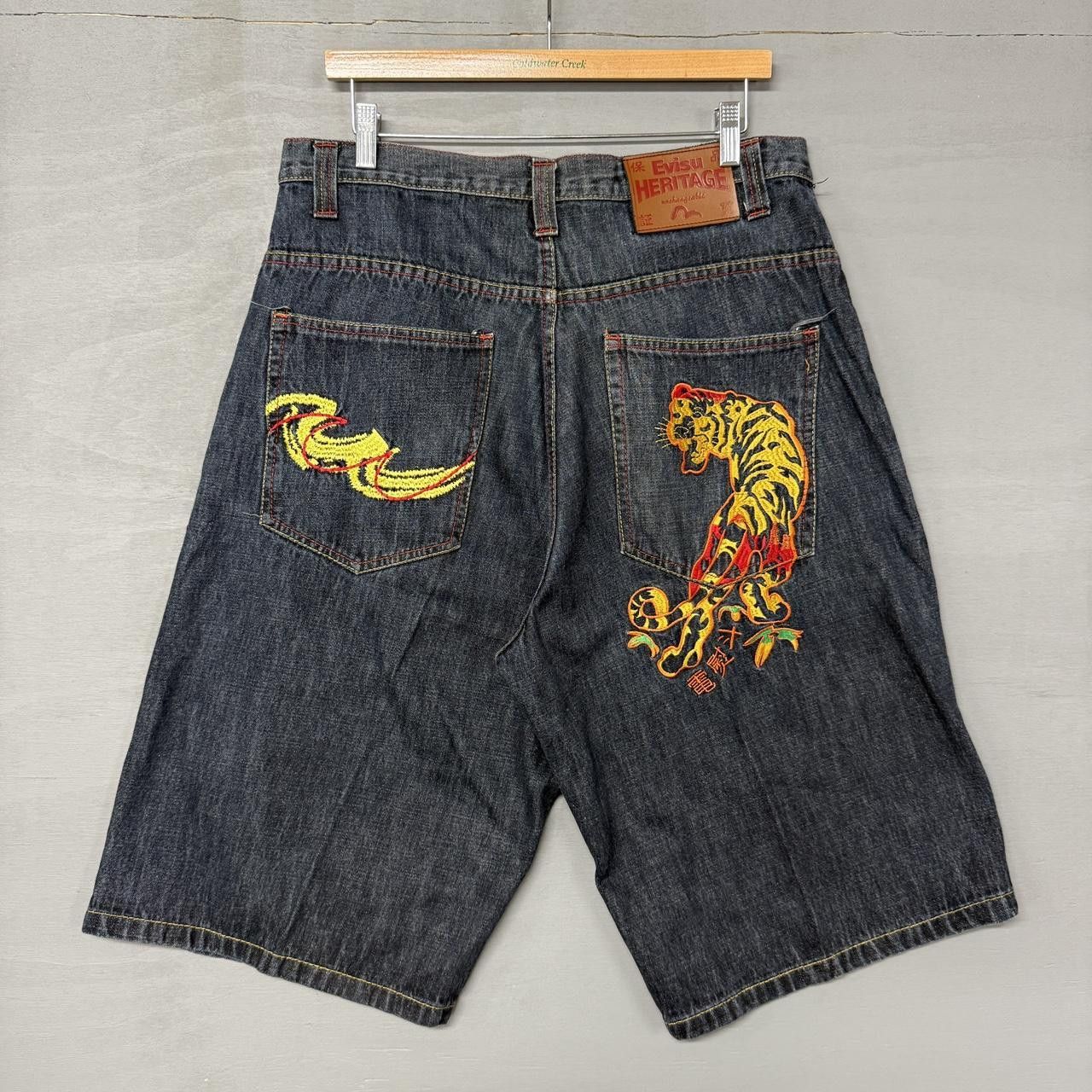 Evisu × JNCO × Vintage Vintage Evisu Japan Tribal Tiger Baggy Y2K Denim Jorts 36 Size US 36 / EU 52 - 1 Thumbnail