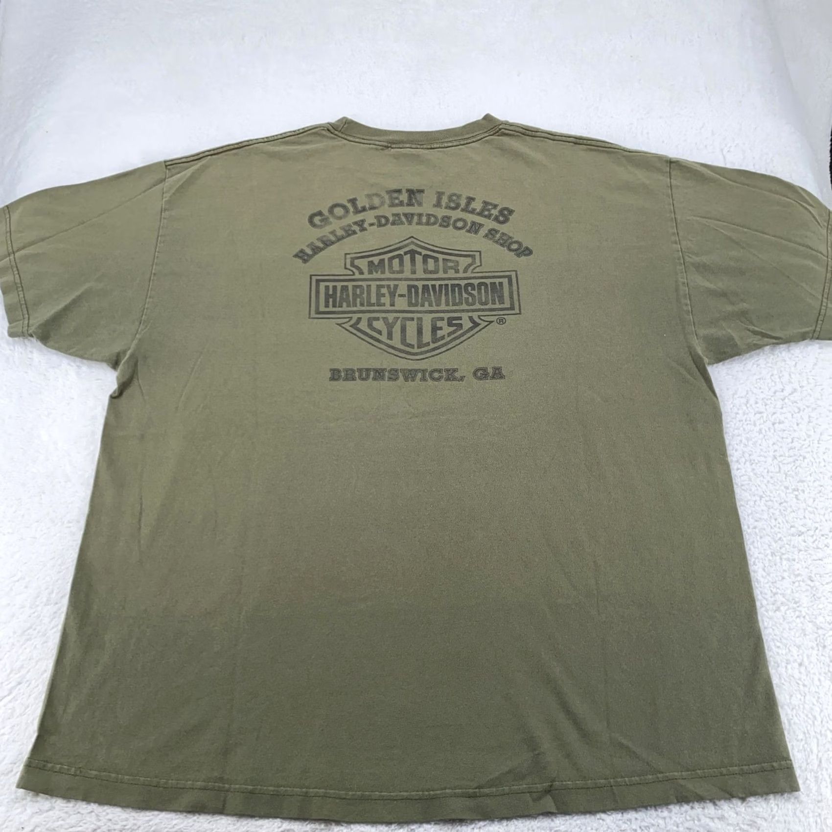 Harley Davidson Harley-Davidson Shirt Mens XXL Green Graphic Print Crew Neck Short Sleeve Vintage(Biker) Desert? Size US XXL / EU 58 / 5 - 4 Thumbnail