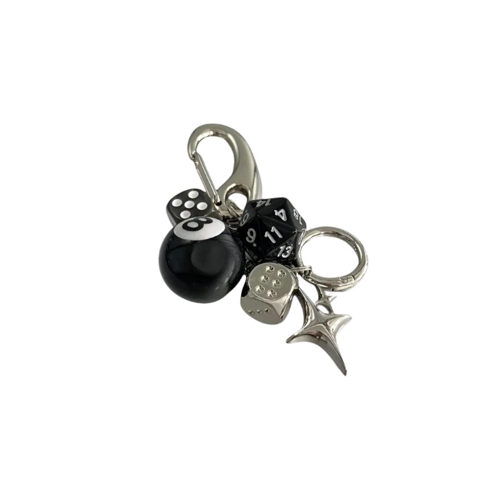 Jewelry "Black 8" Dice & Star Charm Keychain Size ONE SIZE - 2 Thumbnail