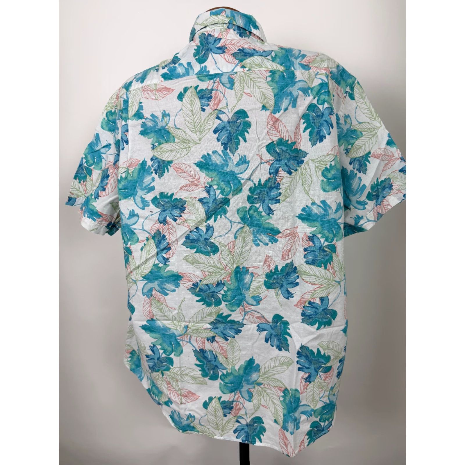 Van Heusen Van Heusen Hawaiian Shirt Men 2XL White Cotton Slub Short Sleeve Button-Up Beach Tropical Size US XXL / EU 58 / 5 - 6 Thumbnail