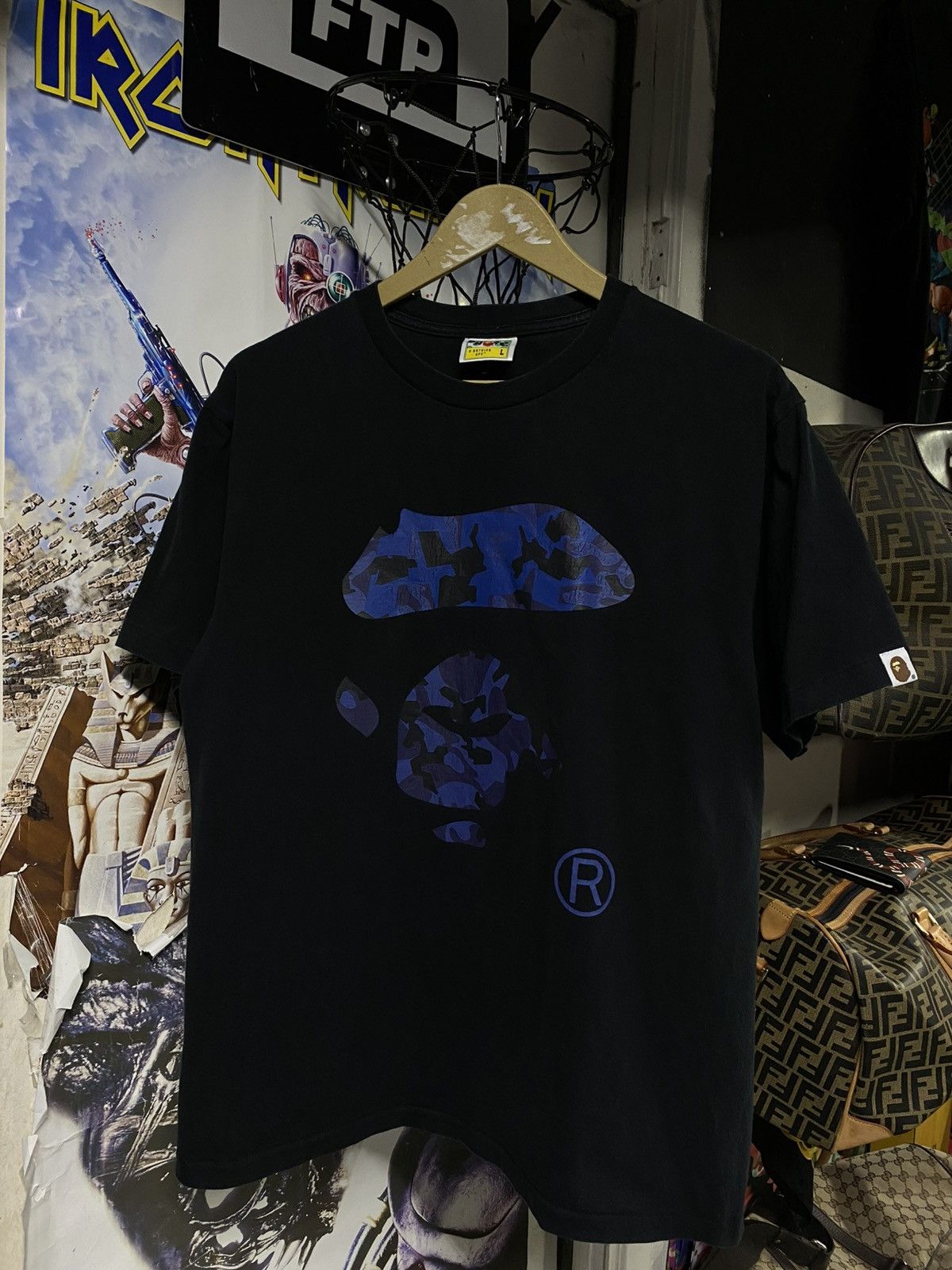 Bape A Bathing Ape Blue Camo Bape Head T-Shirt Fits Medium Size US M / EU 48-50 / 2 - 8 Thumbnail