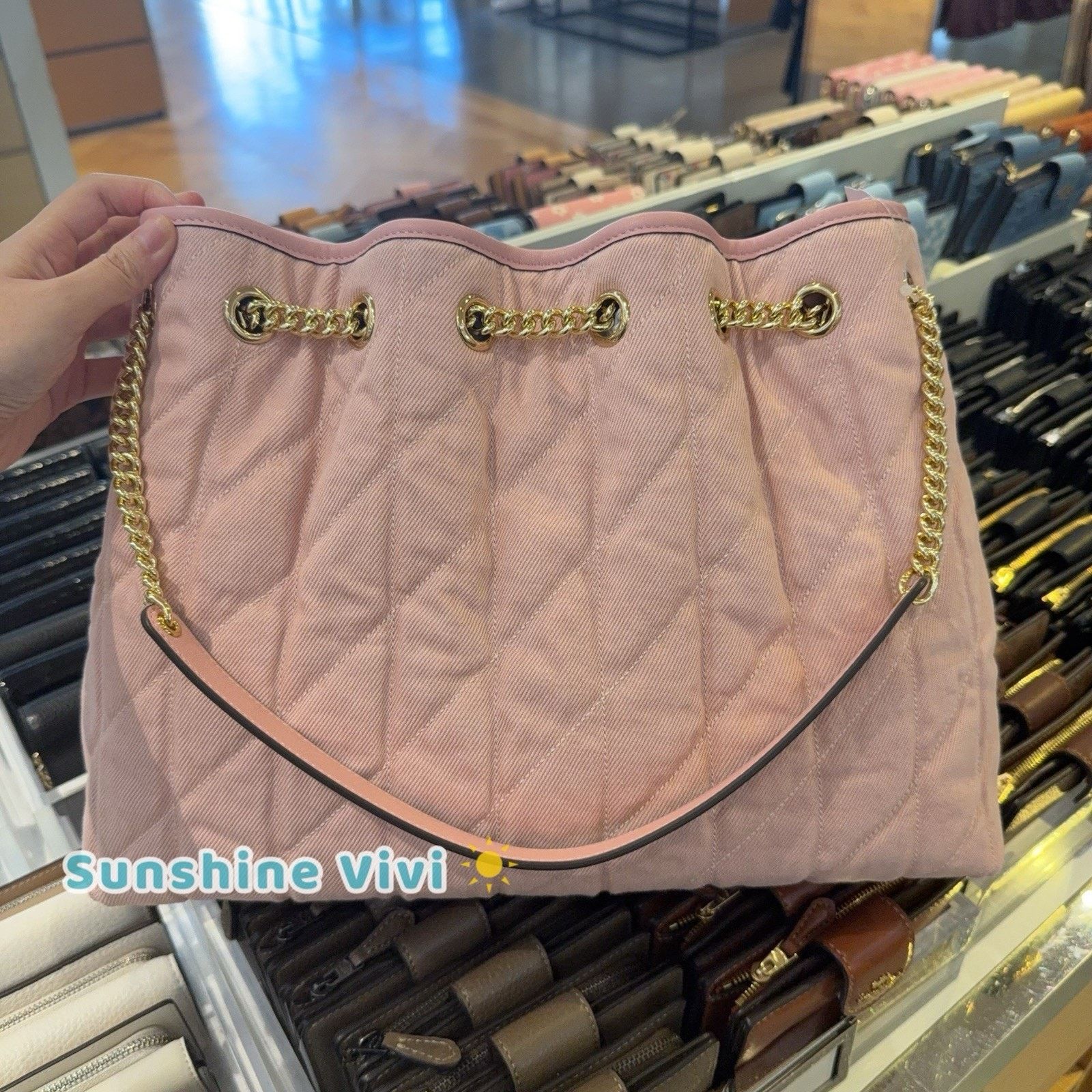 Coach NWT Coach Evelyn Shoulder Bag Loved denim CER79 Light Pink Size ONE SIZE - 4 Thumbnail