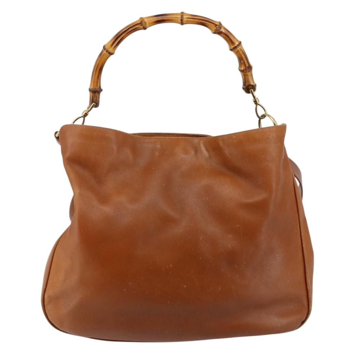 Gucci GUCCI Bamboo Handbag Leather Beige Silver 001 001 Size ONE SIZE - 2 Thumbnail