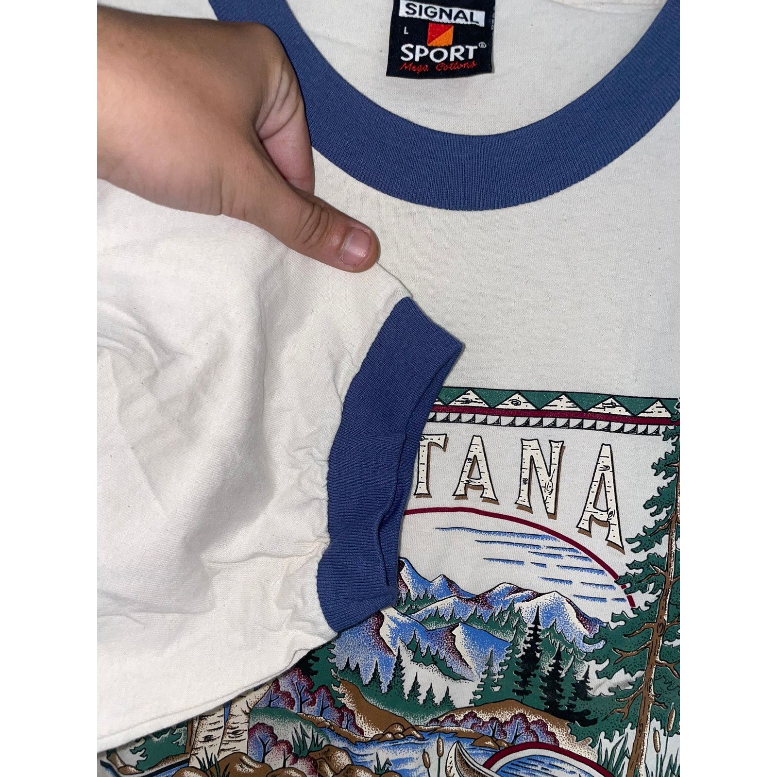 Vintage Vintage Montana Tee Signal Sport USA Nature Ringer L 90s Size US L / EU 52-54 / 3 - 7 Thumbnail