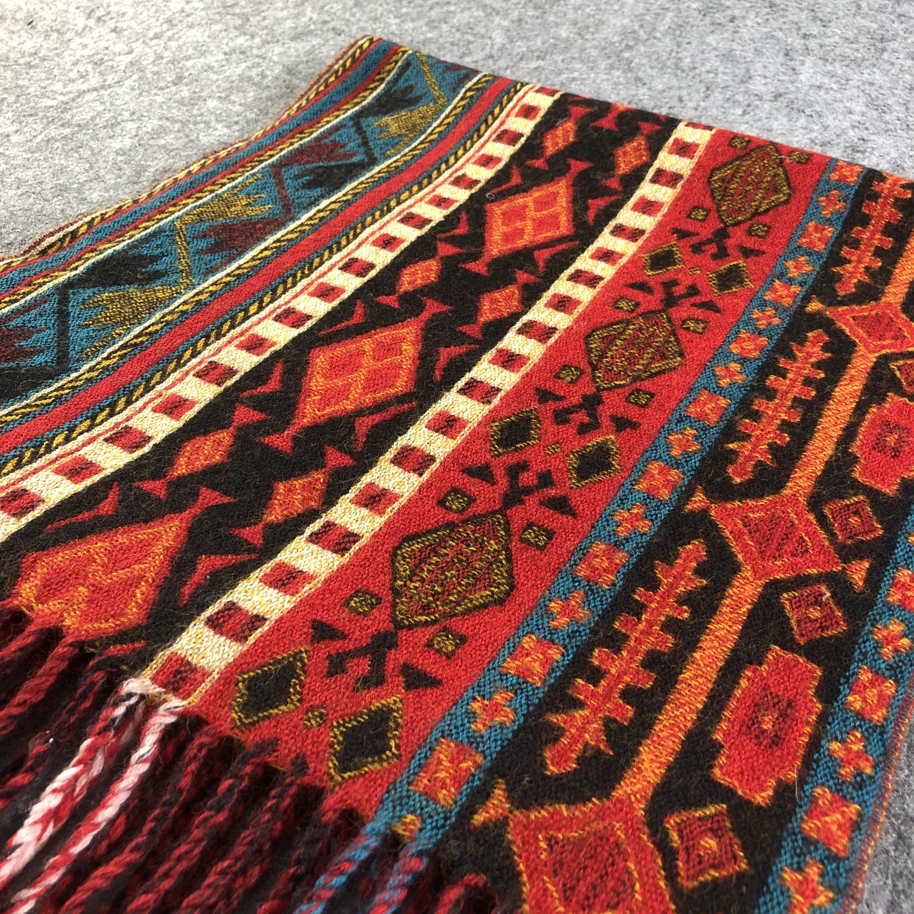 Vintage Native Design Navajo Wool Scarf Muffler V1584 Size ONE SIZE - 3 Thumbnail