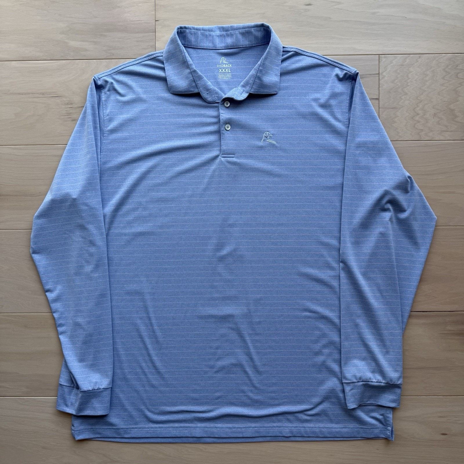 Other Rhoback Polo Shirt 3XL Blue Pink Striped Long Sleeve Golf Size US XXL / EU 58 / 5 - 2 Thumbnail