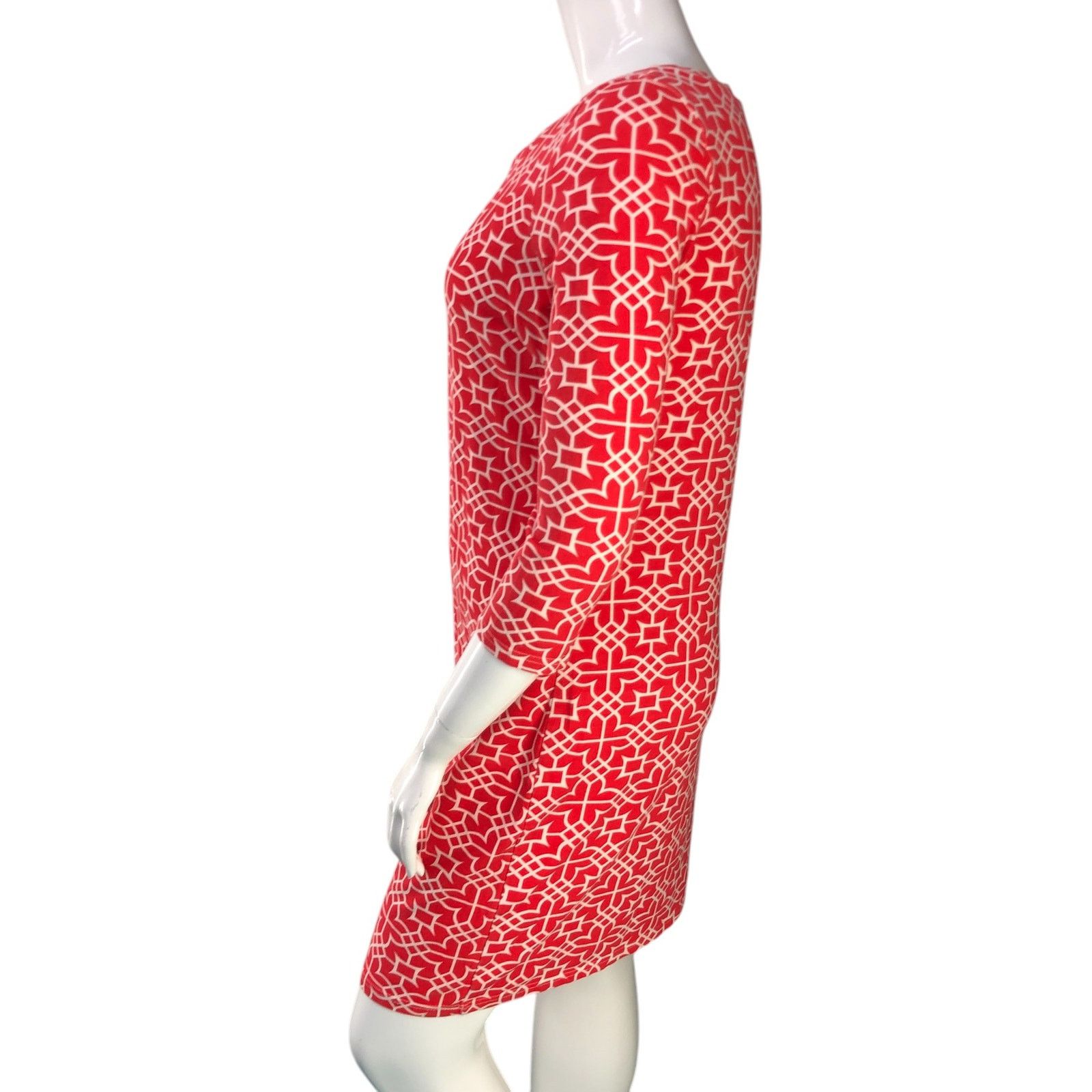 Gretchen Scott Gretchen Scott Size L Dress Shift Jersey Geometric Red Size L / US 10 / IT 46 - 5 Thumbnail