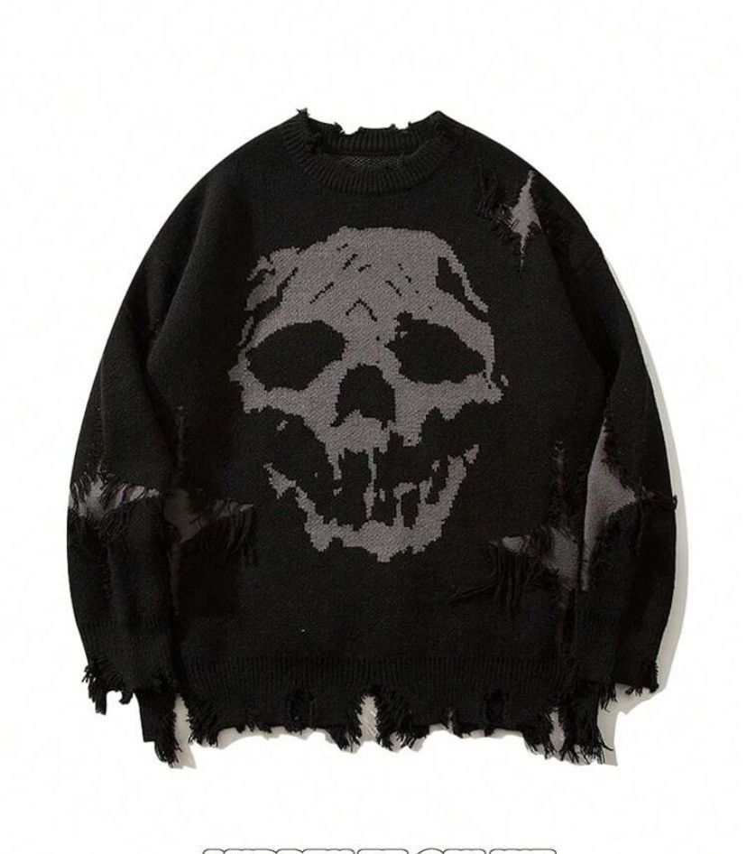 Other Men's Skull Print Ripped Fringe Crew Size US M / EU 48-50 / 2 - 1 Thumbnail