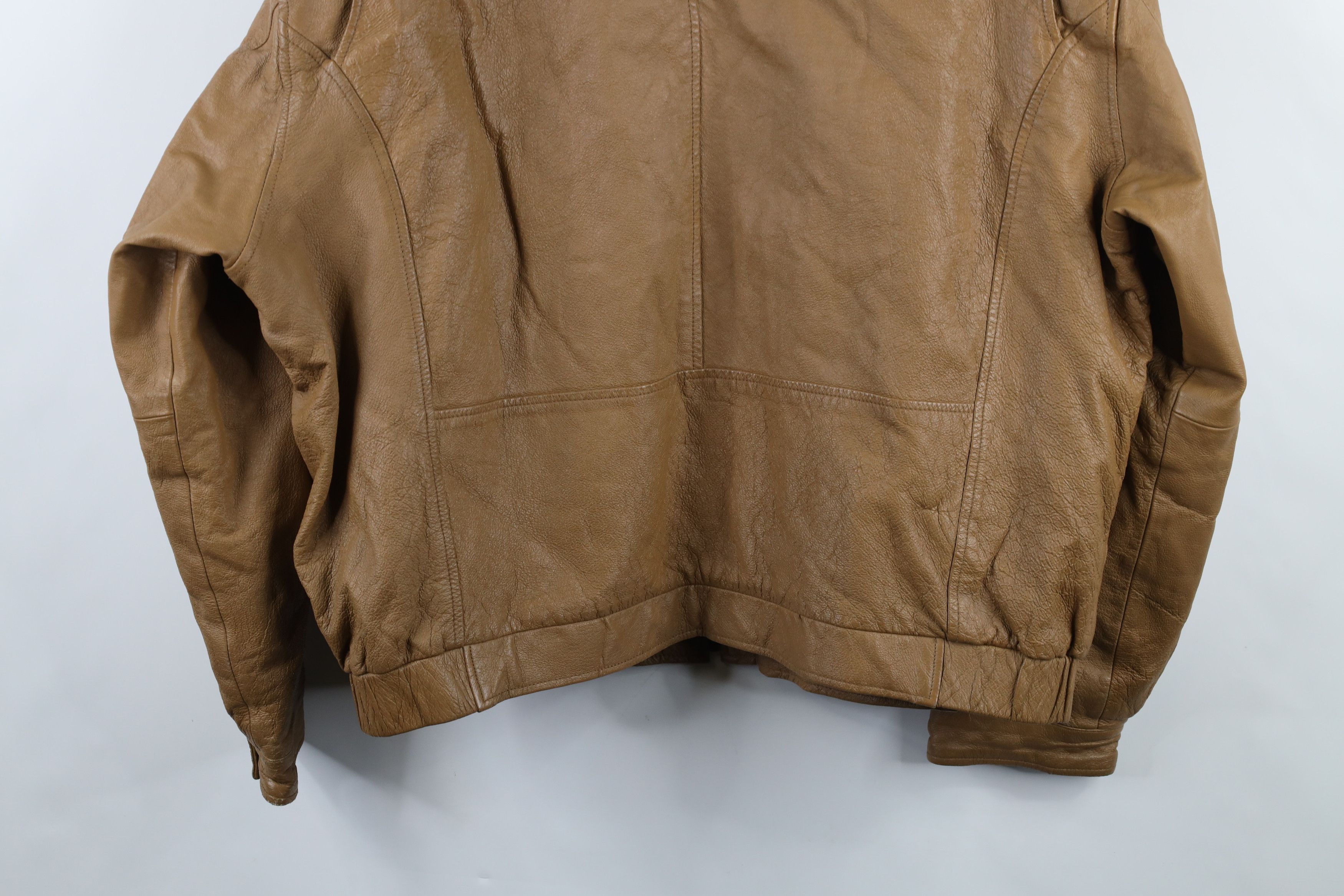 Vintage Vintage 90s Streetwear Leather Full Zip Bomber Jacket Brown Size US XL / EU 56 / 4 - 16 Thumbnail