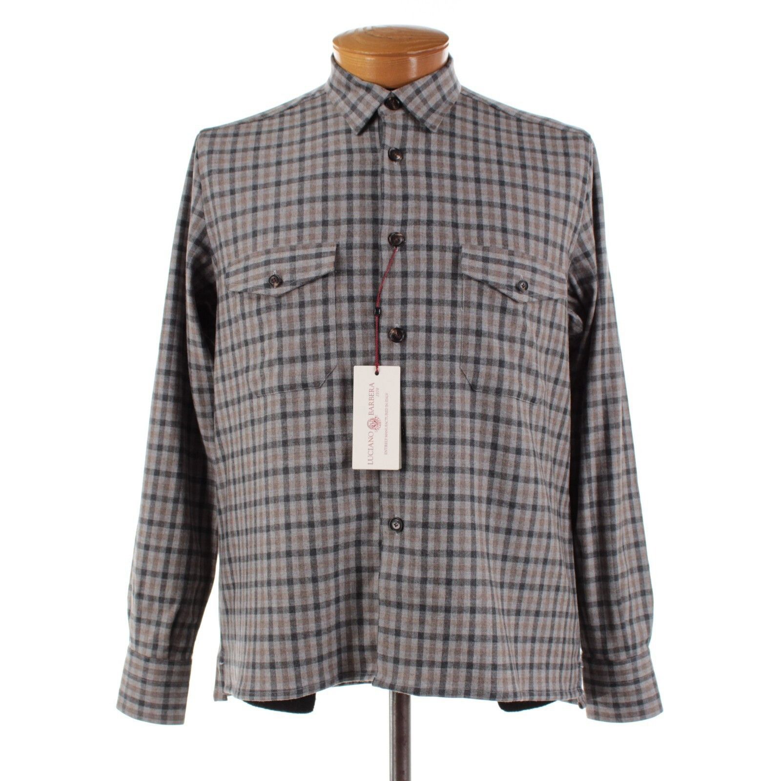Luciano Barbera Overshirt Size M US In Gray Wool Blend