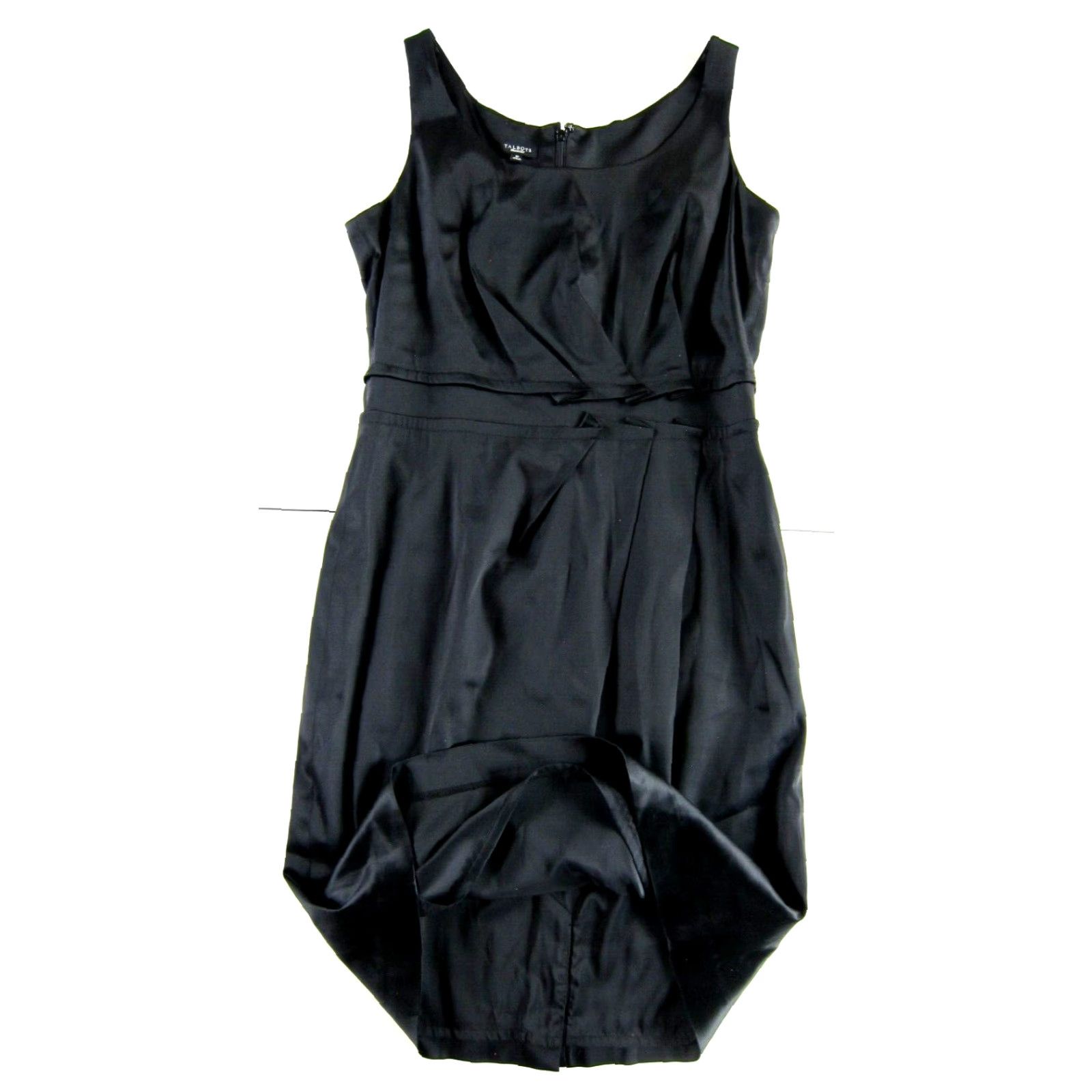 Talbots VINTAGE TALBOTS Classic Black Gathered Sleeveless Midi Party Cocktail Sheath Dress 10 Size L / US 10 / IT 46 - 6 Thumbnail