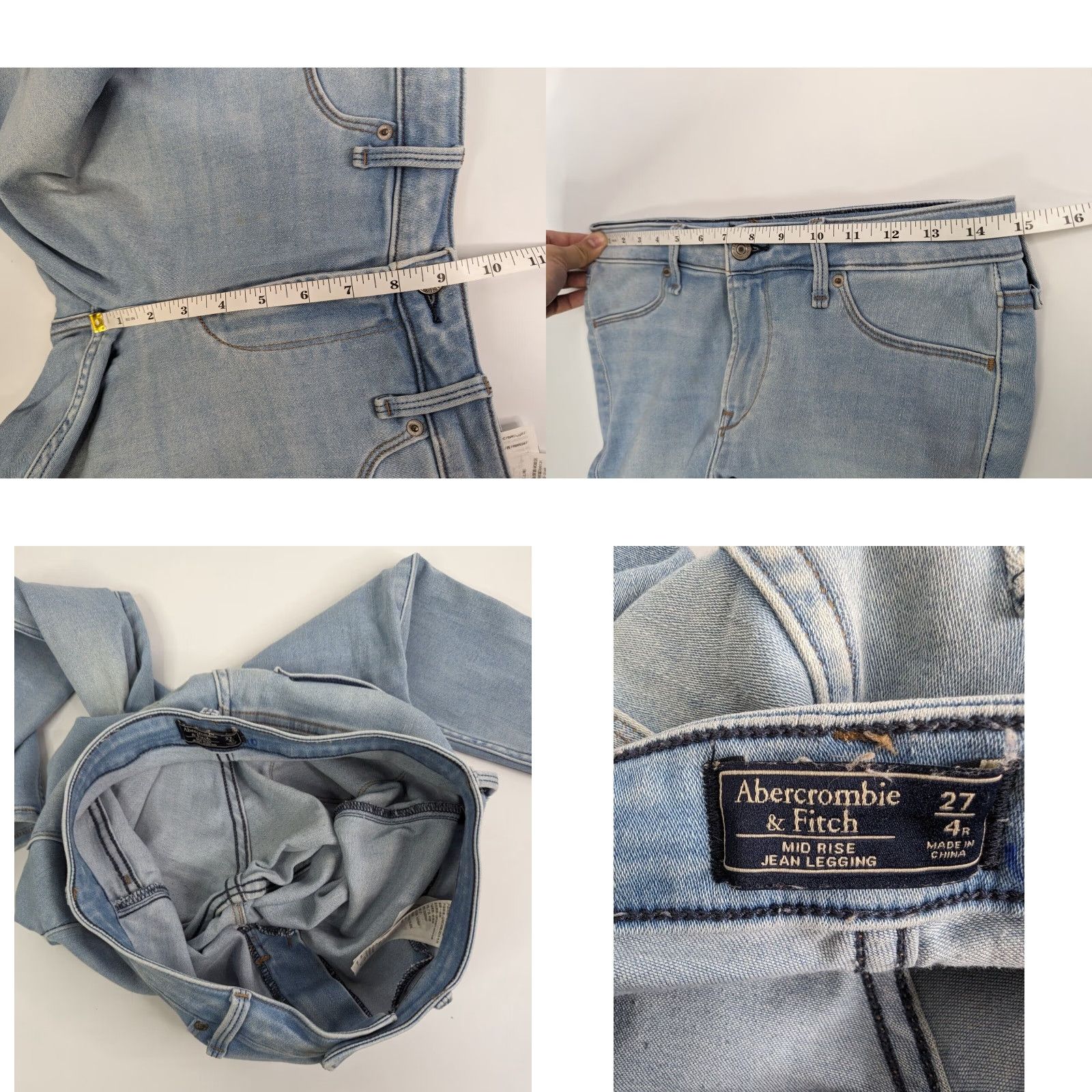Abercrombie & Fitch Abercrombie & Fitch Mid rise Legging jean Women 27 Denim Skinny Distressed Light Wash Blue Wide Wearable Stretch Distressed, Whiskering, Fading Size 27" / US 4 / IT 40 - 8 Thumbnail