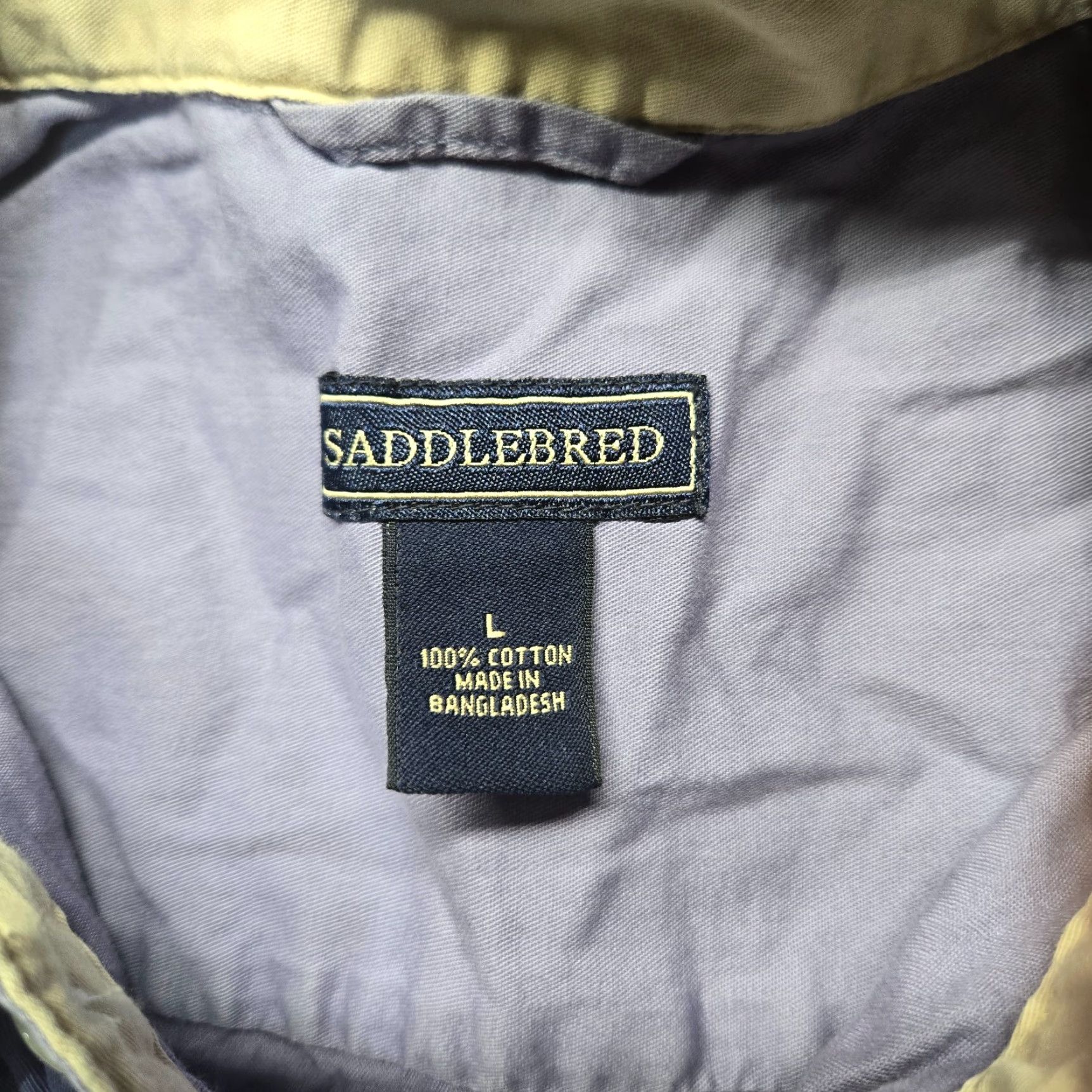 Vintage Saddlebred Shirt Button-Up Long Sleeve Adult Men Large Blue 100% Cotton Button-Down Classic All Seasons Mens Size US L / EU 52-54 / 3 - 3 Thumbnail