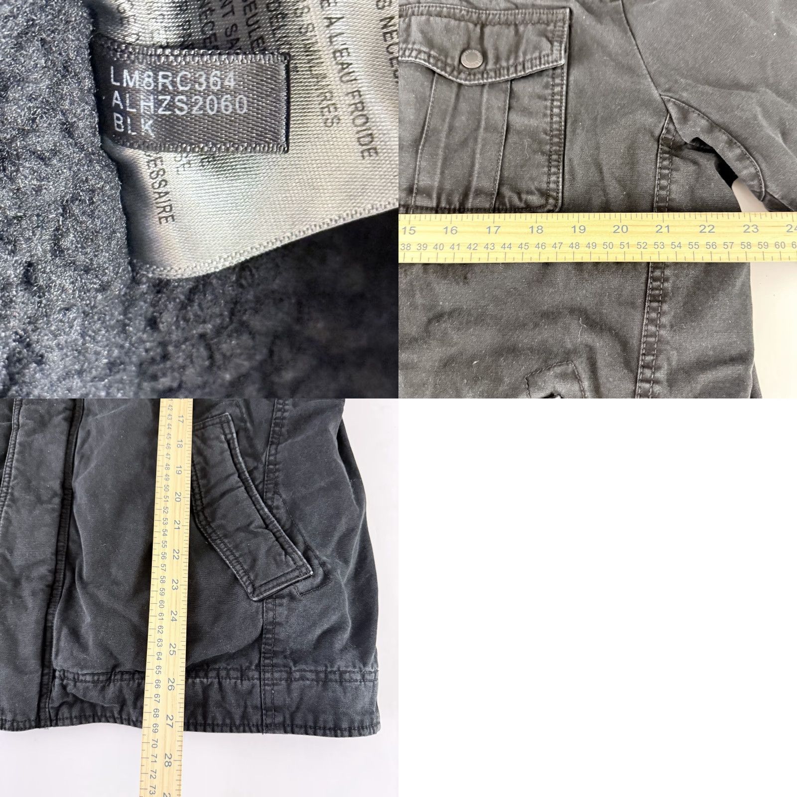 Levi's Trucker Jacket Men Regular Size L Black Denim Military-Style Sherpa Lined Solid Pattern Vintage: No