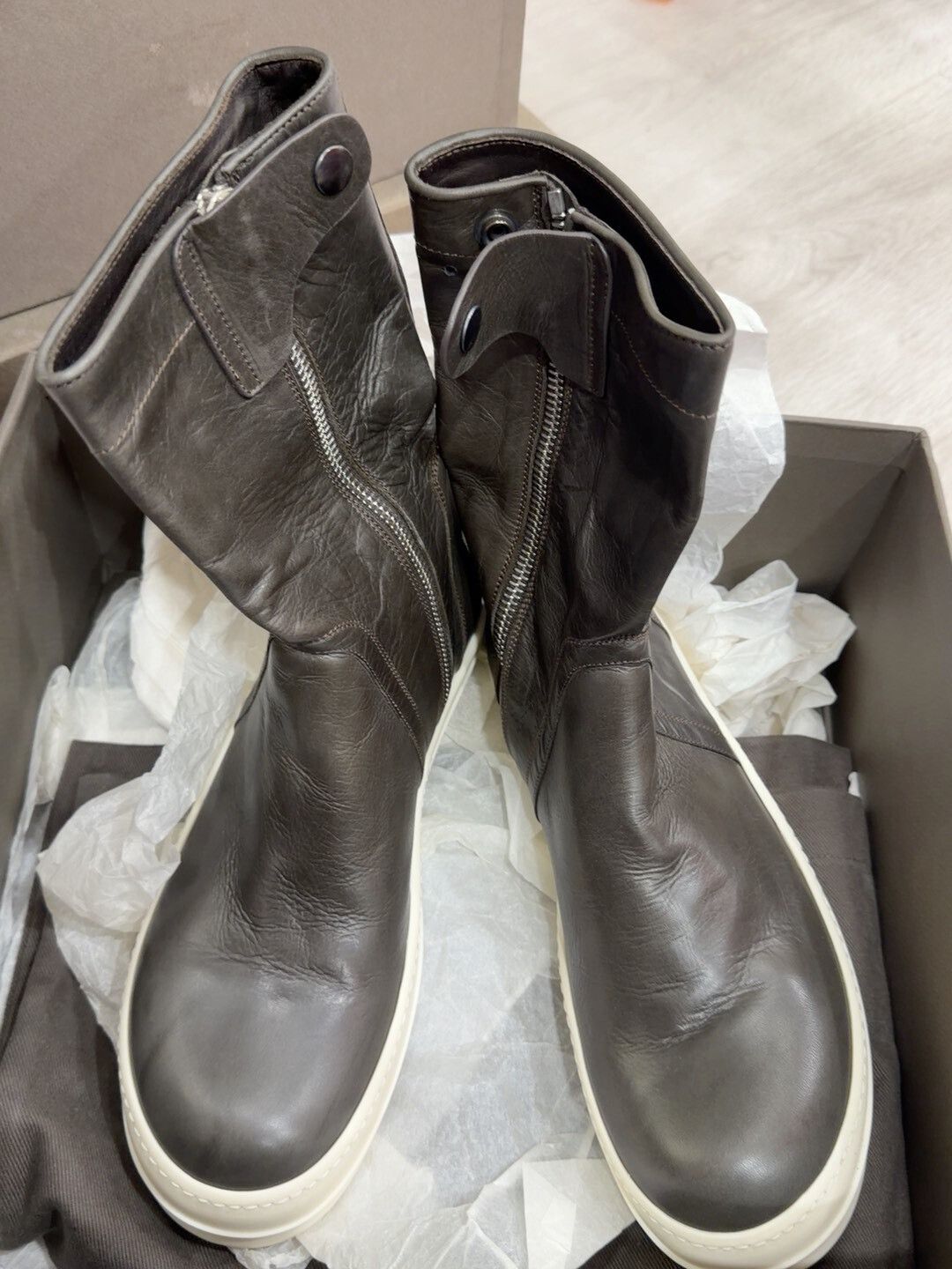 Rick Owens Rick Owens Black Leather Mid-Calf Boots Size US 10 / EU 43 - 1 Thumbnail
