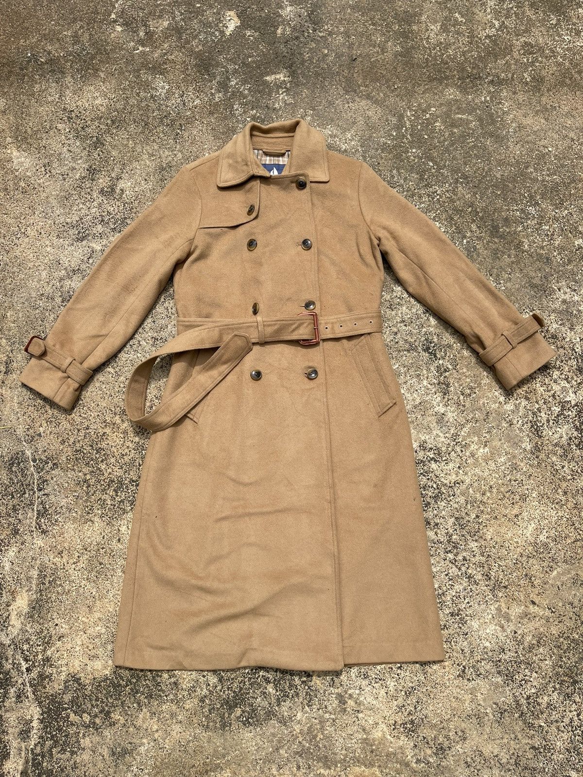 Designer Michel Beaudouin Camel Wool Trench Coat (Unisex) M Size M / US 6-8 / IT 42-44 - 1 Thumbnail