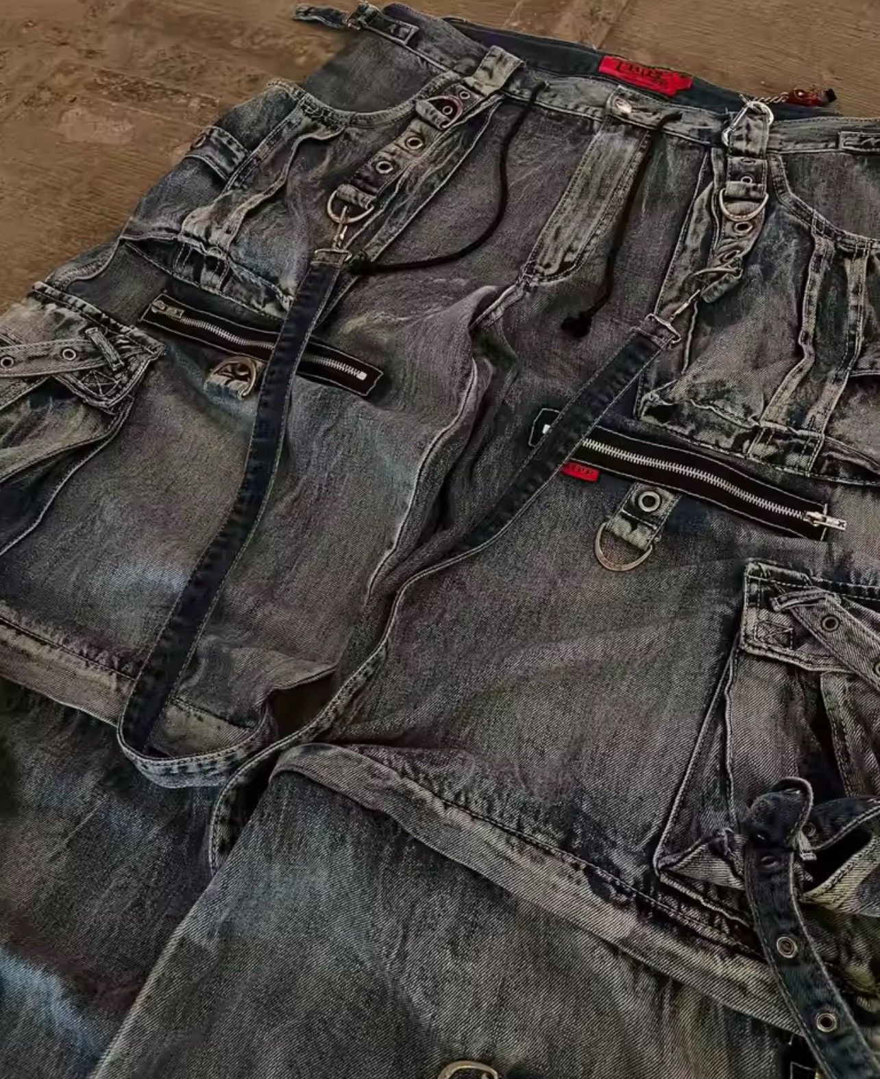 Jean Retro Double Stitching Washed Baggy Jeans Size US 32 / EU 48 - 4 Thumbnail