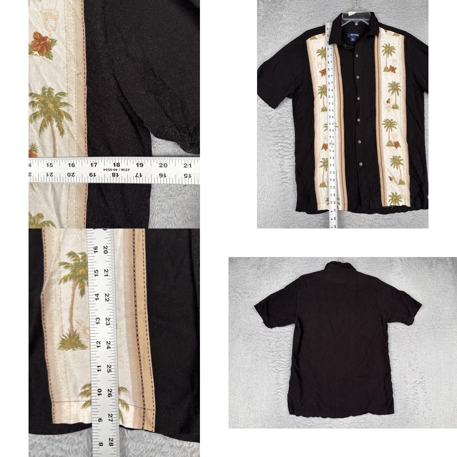 Basic Editions VINTAGE Basic Editions Shirt Mens M Black Hawaiian Short Sleeve Button Up Tropical Size US M / EU 48-50 / 2 - 8 Thumbnail