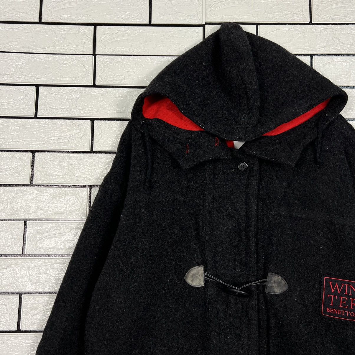 United Colors Of Benetton WINTER BENETTON Red Lined Hooded Coat Jacket #4141-C189 Size US L / EU 52-54 / 3 - 3 Thumbnail