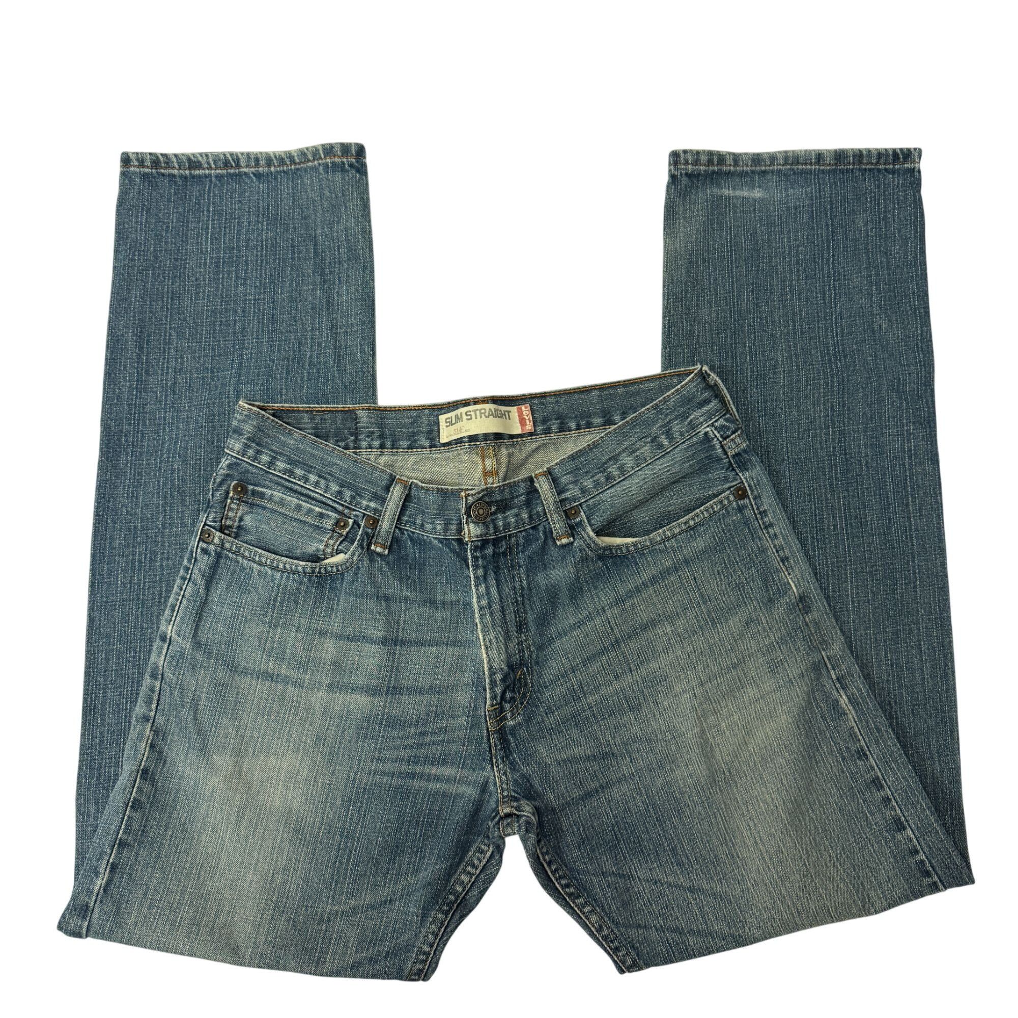 Levi's Y2K Levis 514 SLIM STRAIGHT Blue Jeans DISTRESSED Denim Pant Size US 33 - 1 Thumbnail