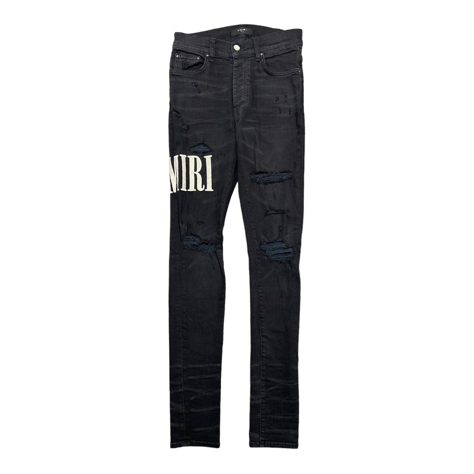 image of Amiri Logo Embroidered Jeans Aged Black, Men's (Size 30)