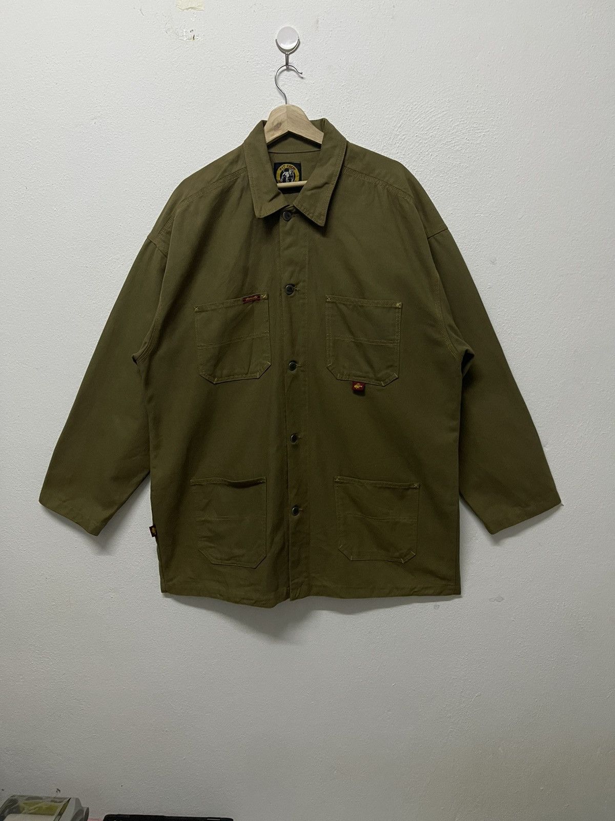 Vintage 1990s BRONZE AGE PIT CREW MOSS GREEN CANVAS CORE JACKET RARE Size US XXL / EU 58 / 5 - 1 Thumbnail