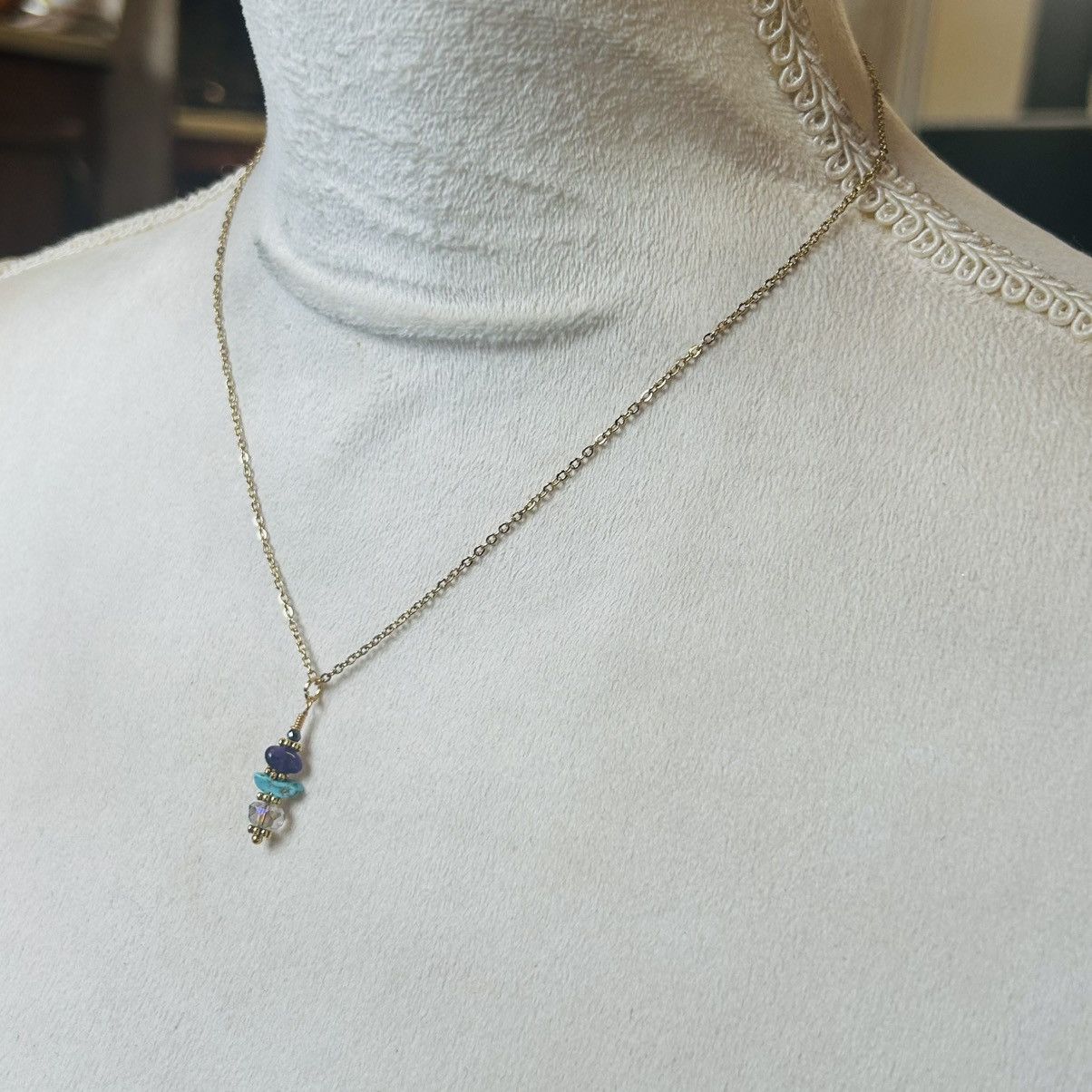 Handmade Handcrafted amethyst turquoise crystal necklace set Size ONE SIZE - 6 Thumbnail